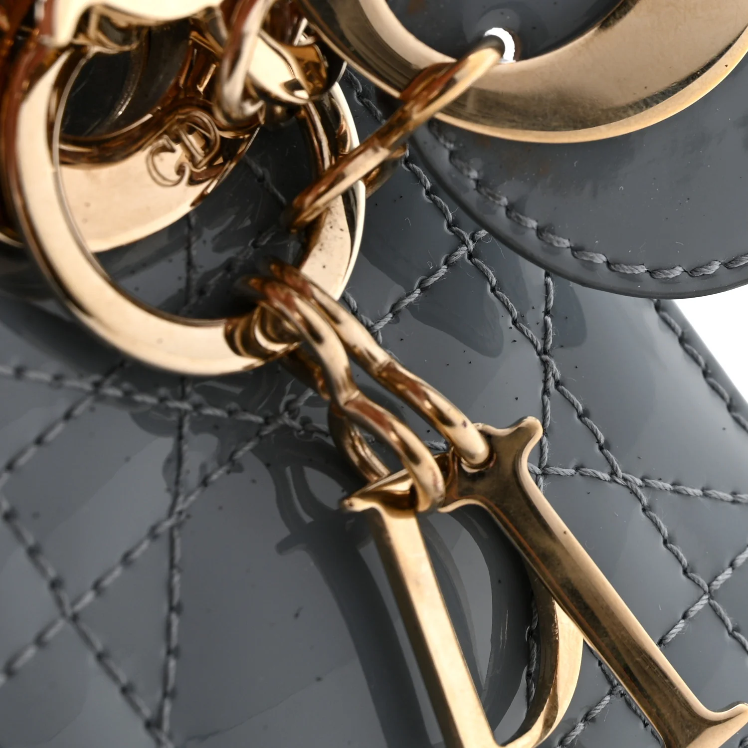 Patent Cannage Mini Lady Dior Grey Stone - Image 12
