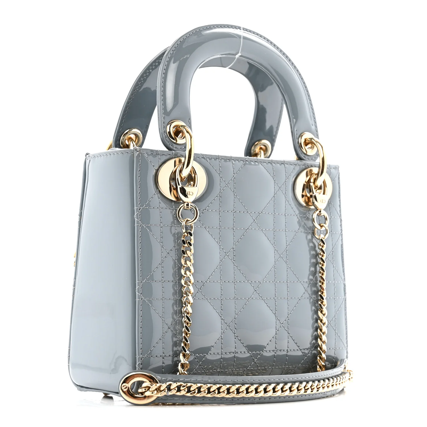 Patent Cannage Mini Lady Dior Grey Stone - Image 3