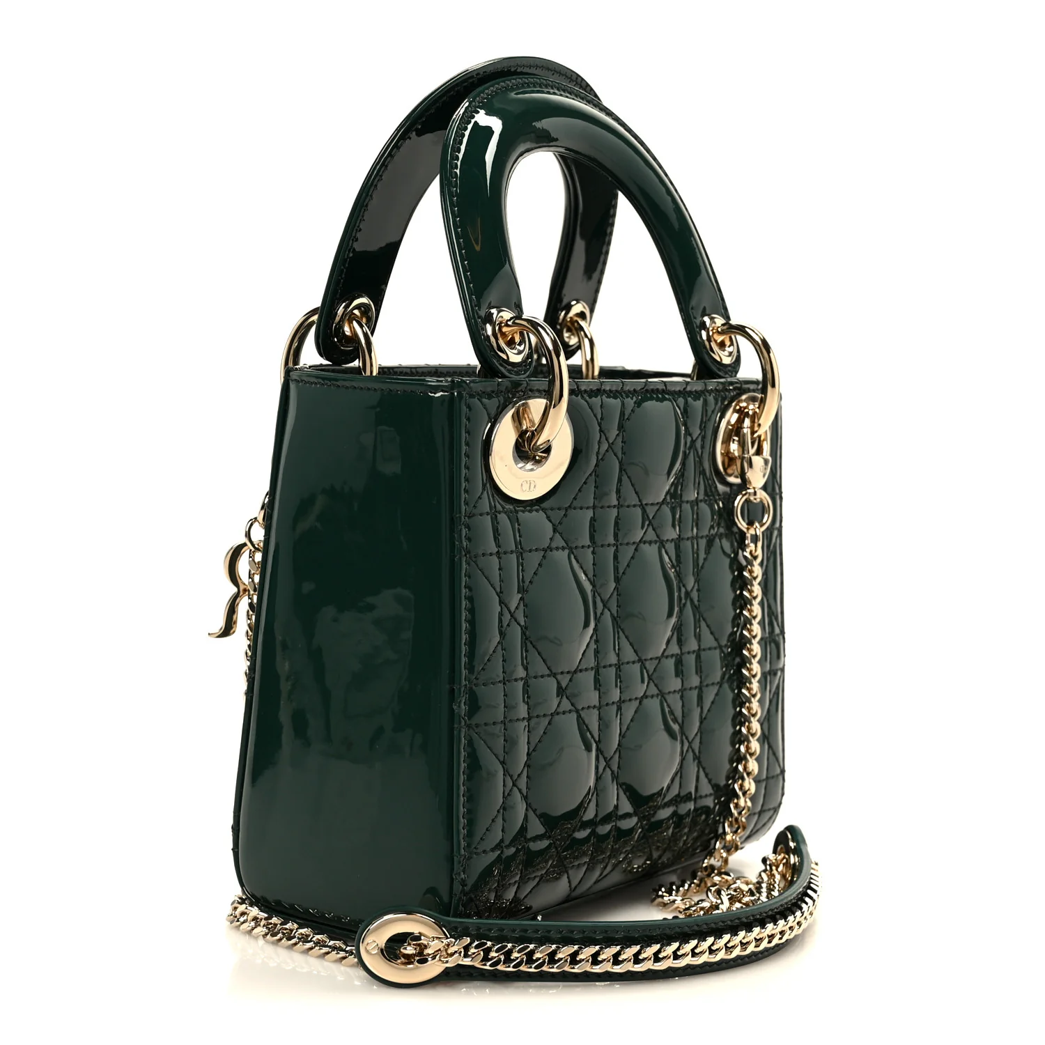 Patent Cannage Mini Lady Dior Pine Green - Image 3