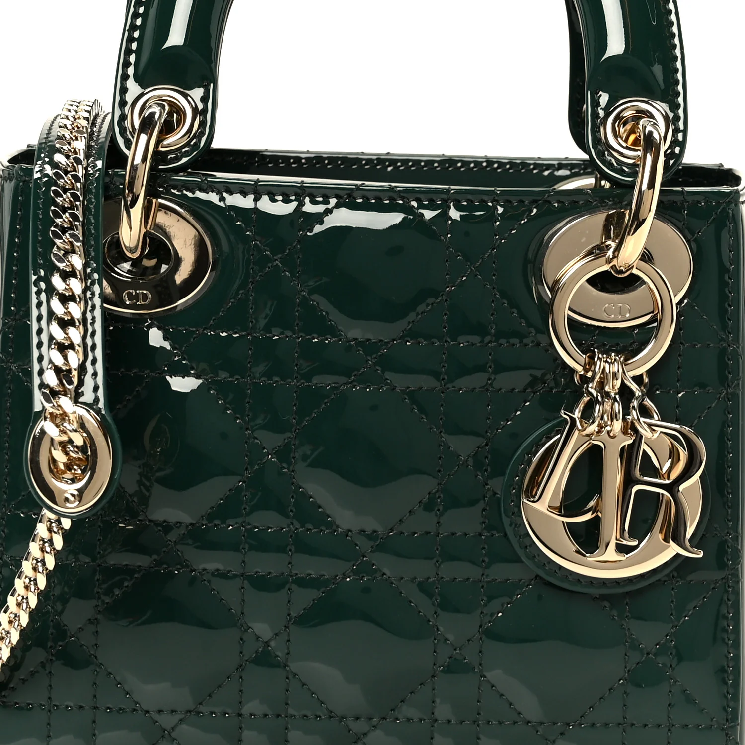 Patent Cannage Mini Lady Dior Pine Green - Image 8