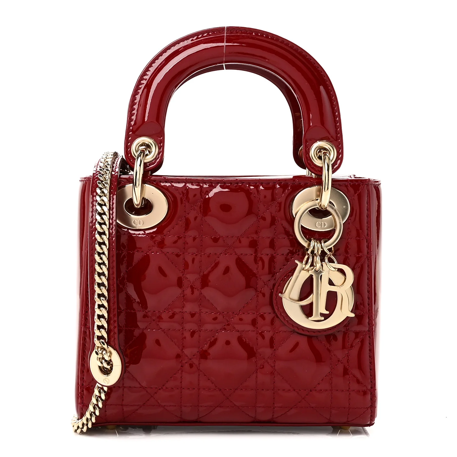 Patent Cannage Mini Lady Dior Red
