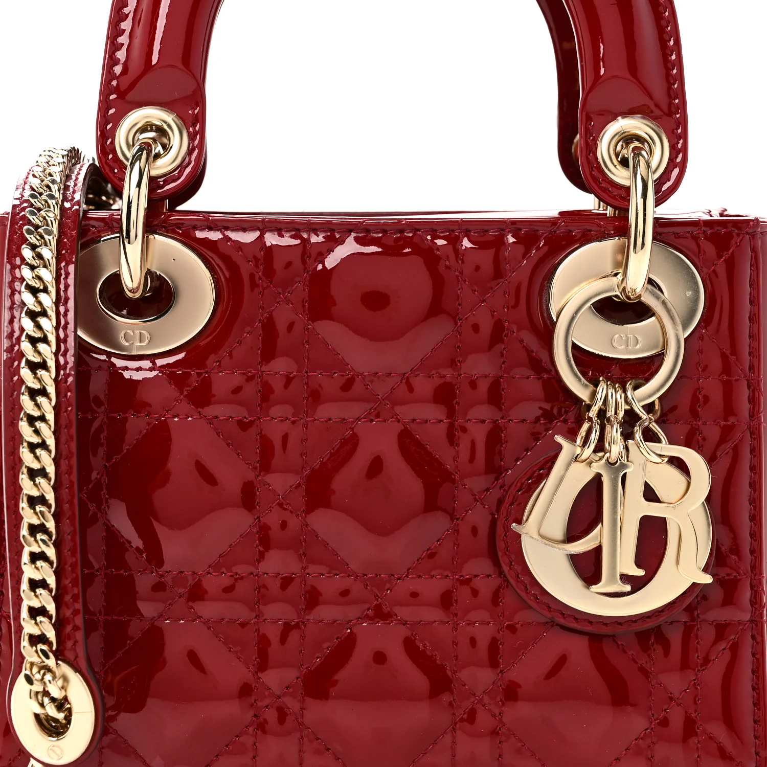 Patent Cannage Mini Lady Dior Red - Image 8