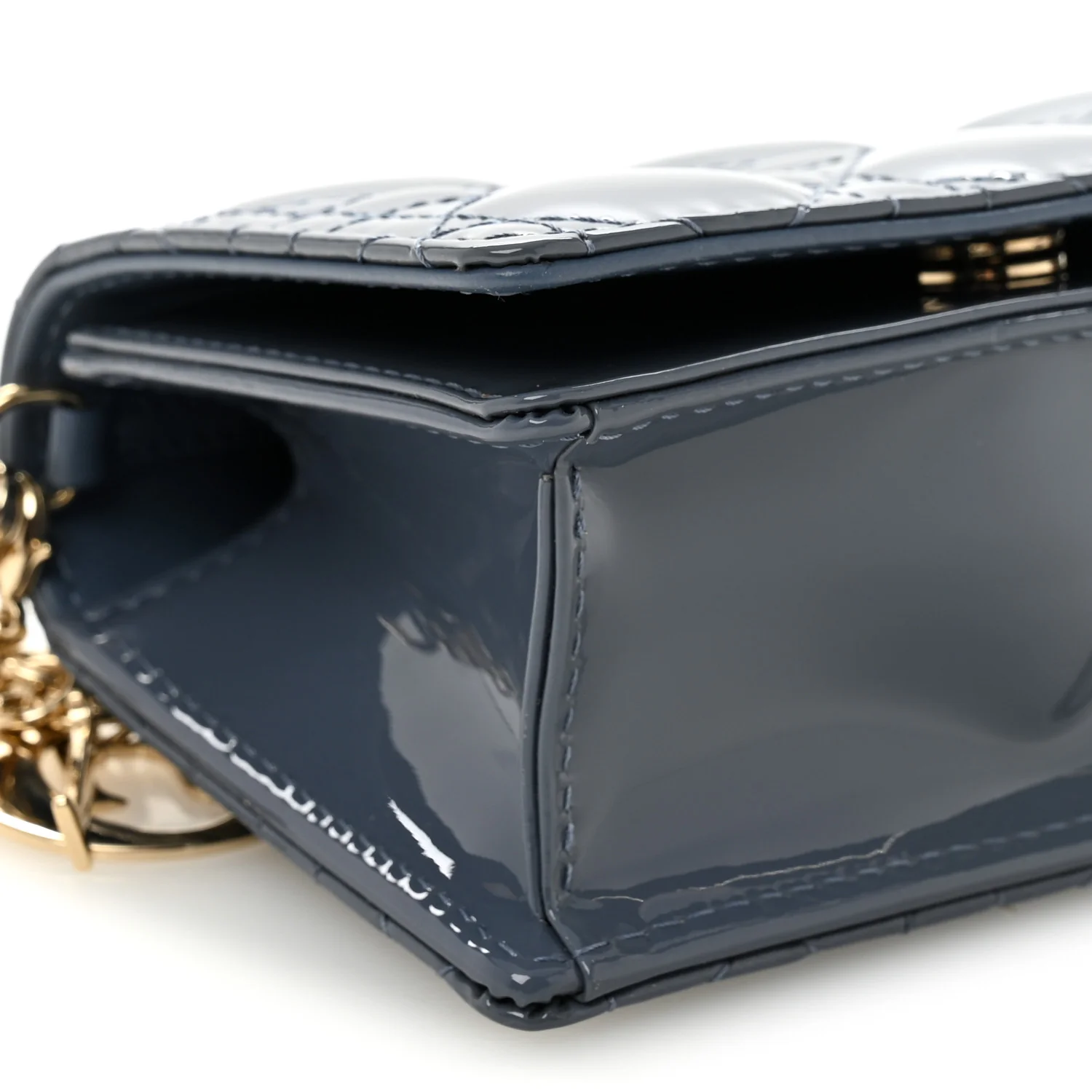 Patent Cannage Mini Waist Pouch On Chain Cloud Blue - Image 10