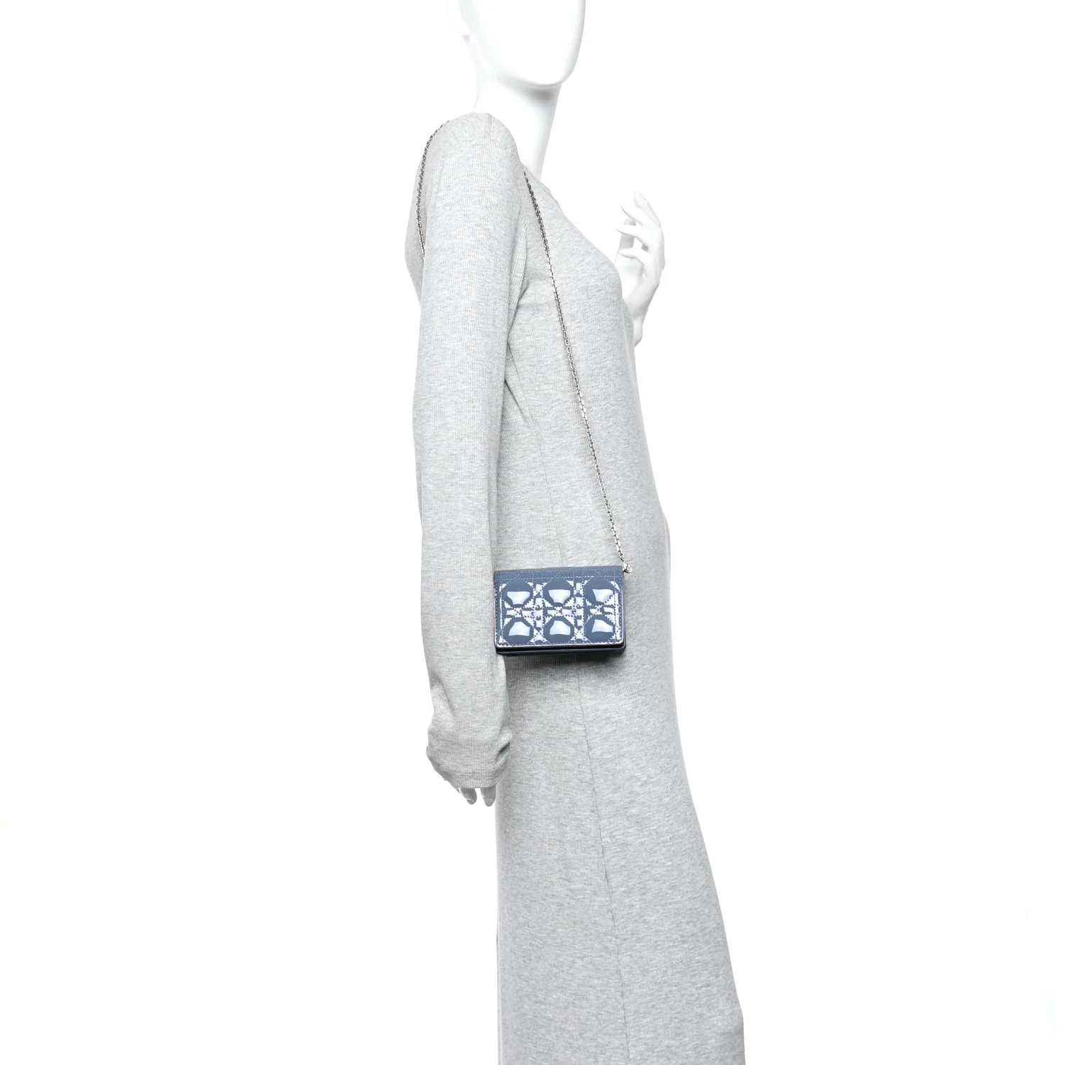 Patent Cannage Mini Waist Pouch On Chain Cloud Blue - Image 2