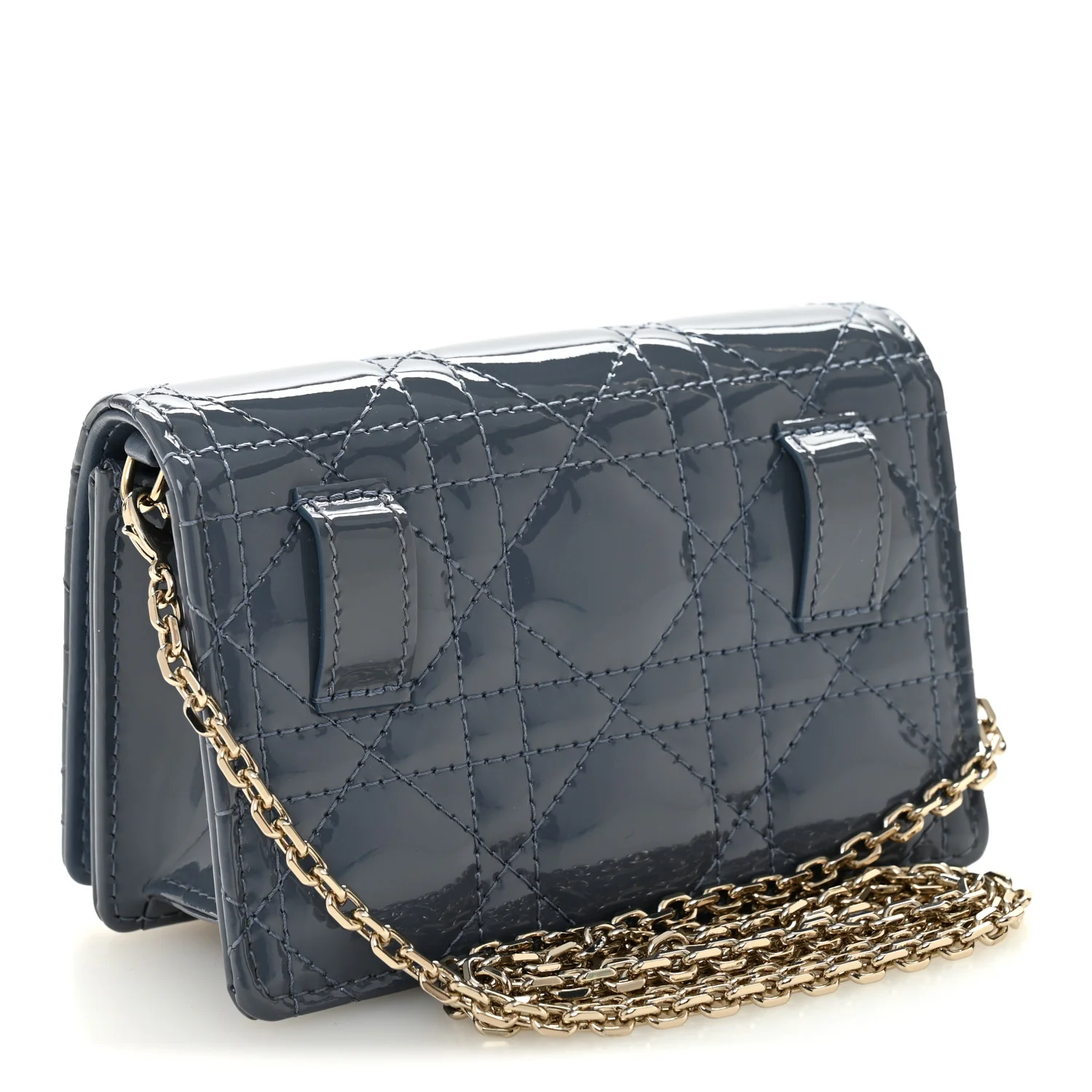 Patent Cannage Mini Waist Pouch On Chain Cloud Blue - Image 3