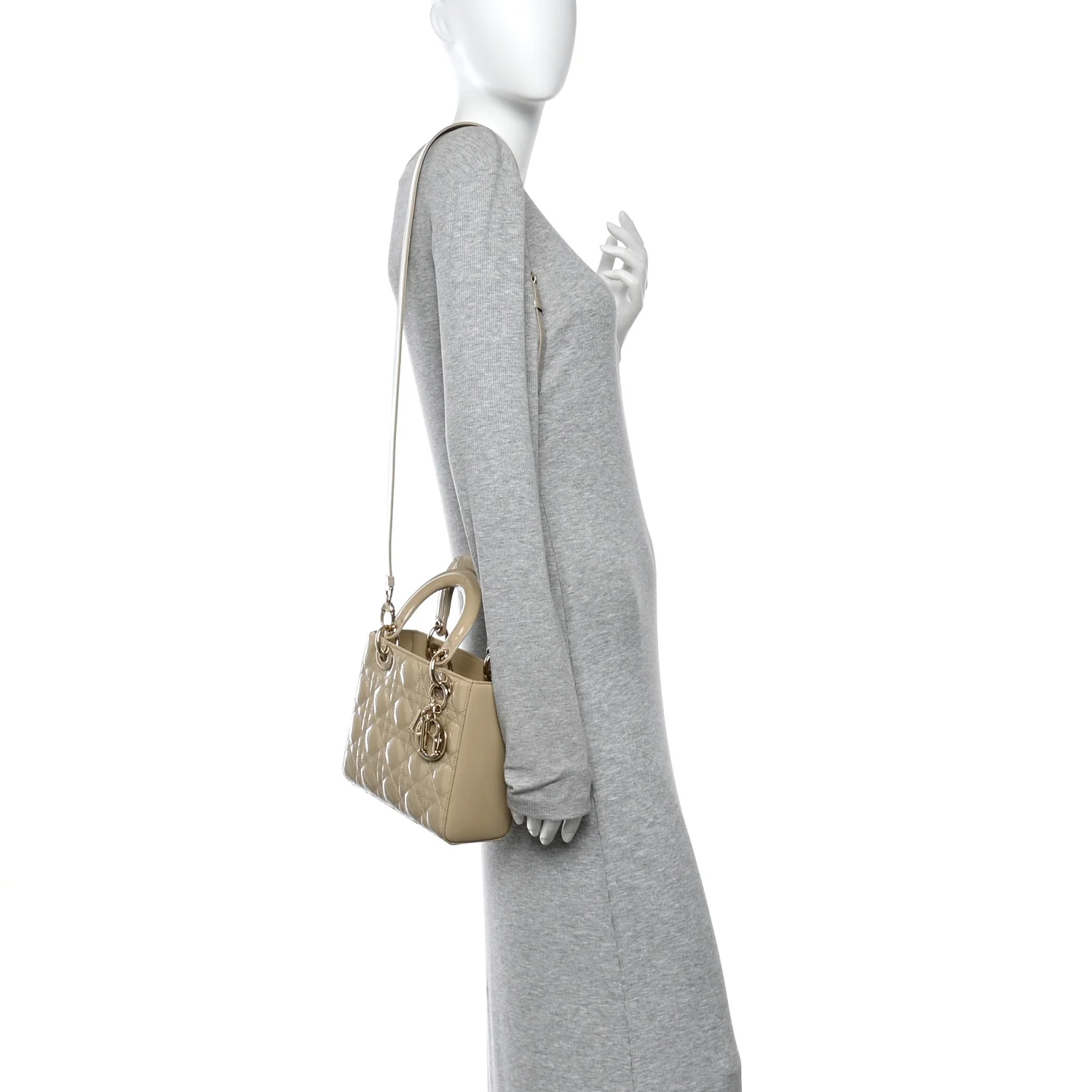 Patent Cannage Small Lady Dior Beige - Image 2