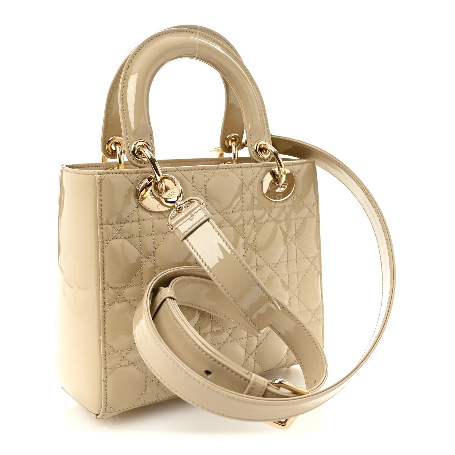 Patent Cannage Small Lady Dior Beige - Image 3
