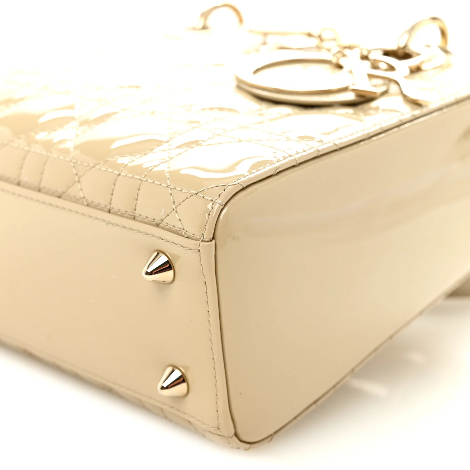 Patent Cannage Small Lady Dior Beige - Image 9