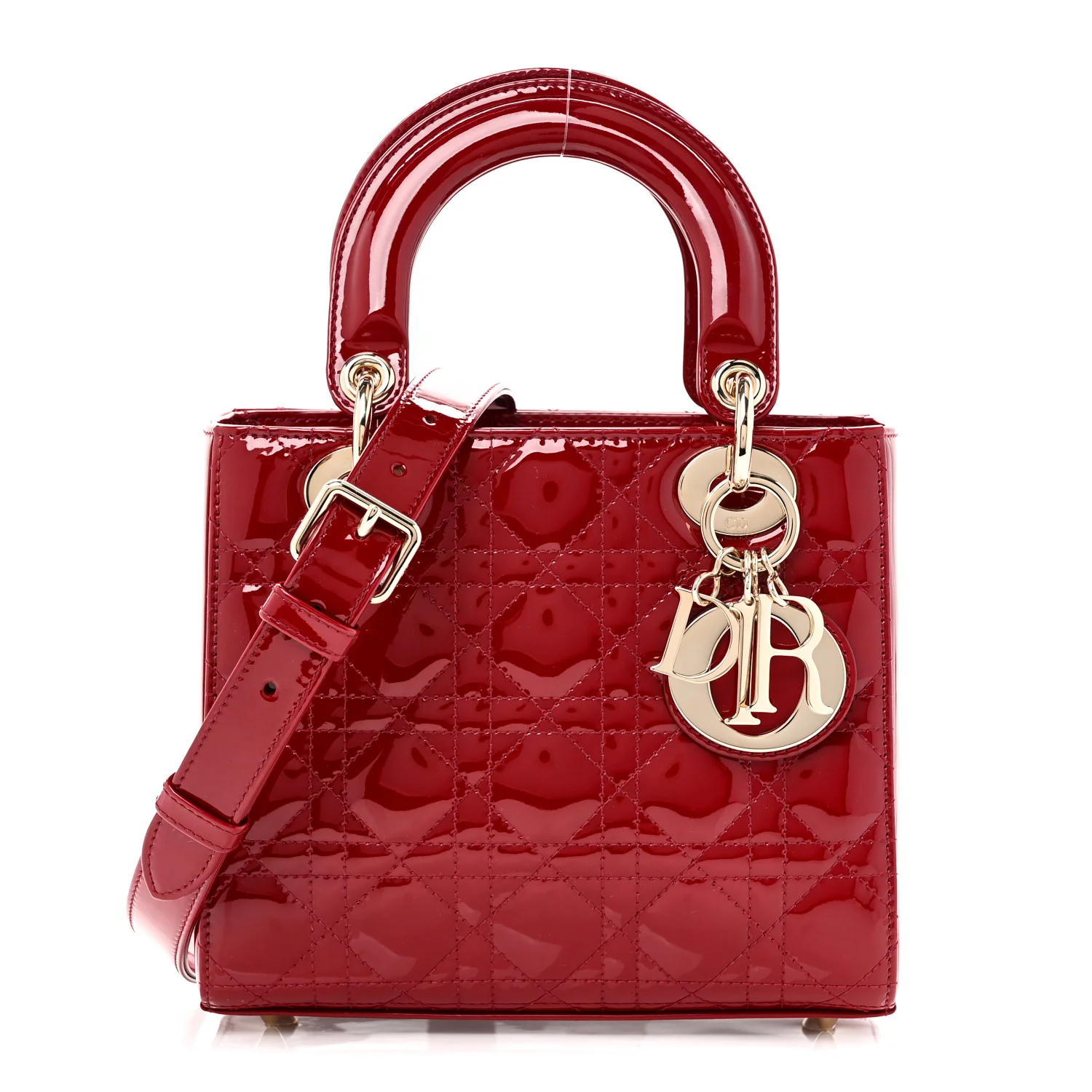 Patent Cannage Small Lady Dior Cherry Red