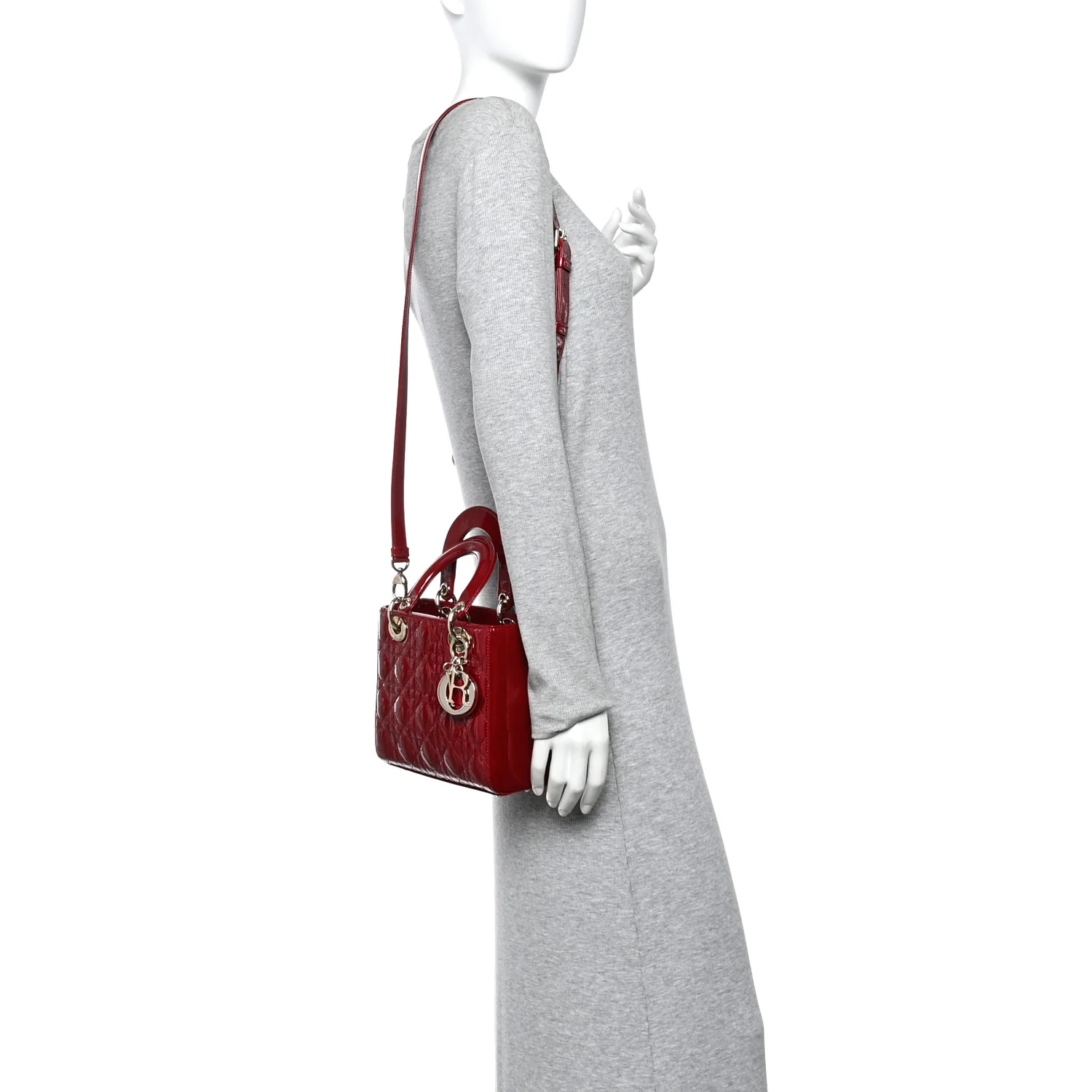 Patent Cannage Small Lady Dior Cherry Red - Image 2
