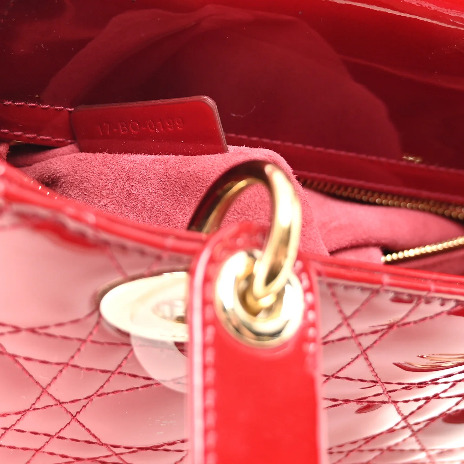 Patent Cannage Small Lady Dior Cherry Red - Image 7