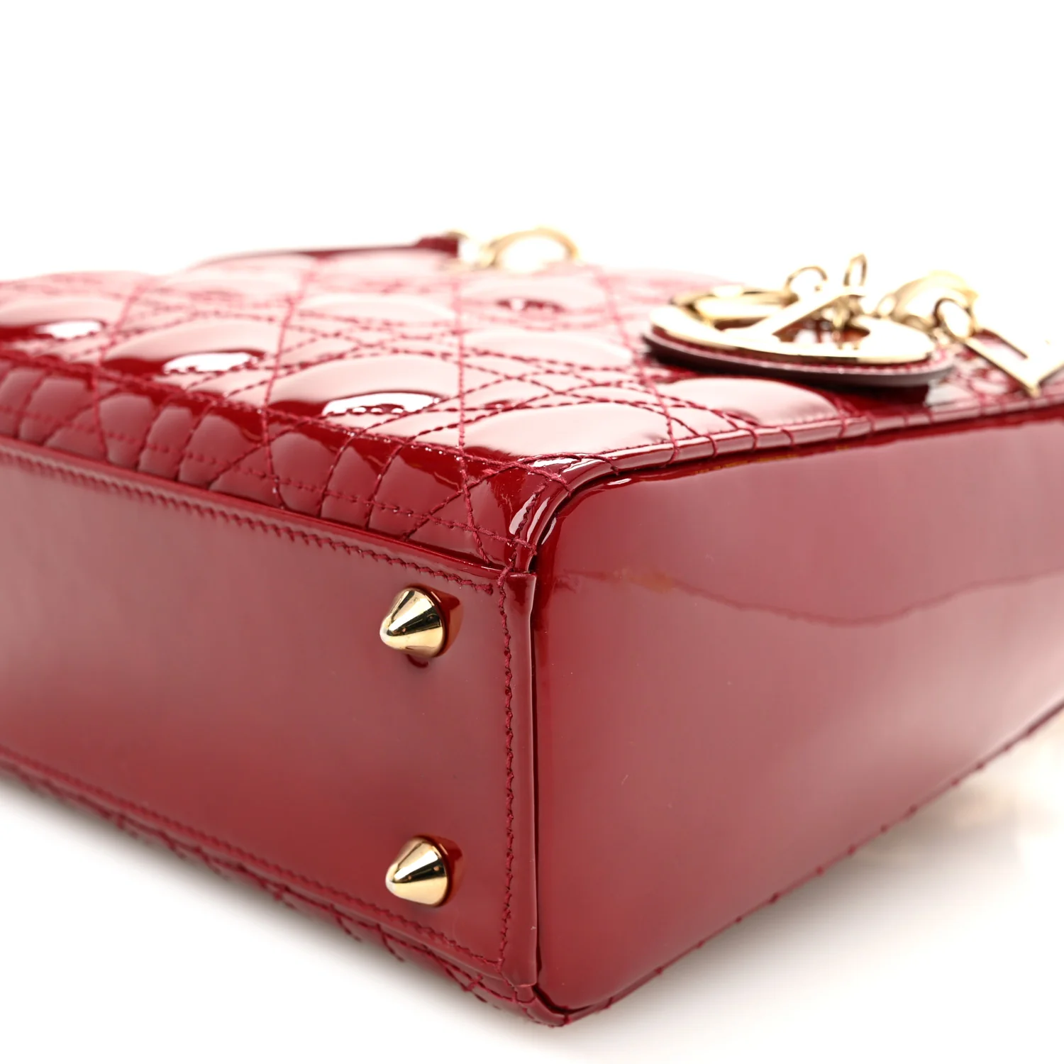Patent Cannage Small Lady Dior Cherry Red - Image 11