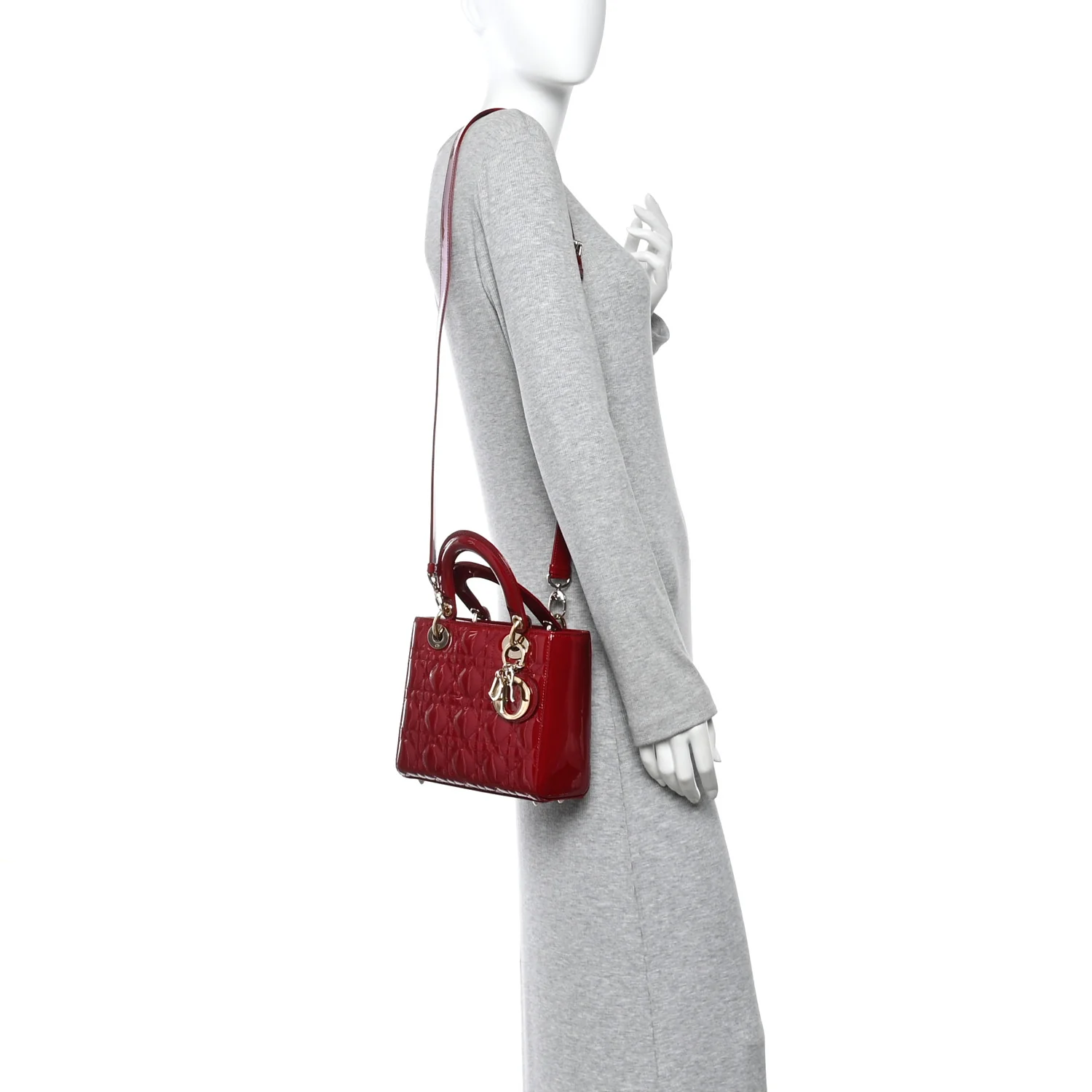 Patent Cannage Small Lady Dior Cherry Red - Image 3