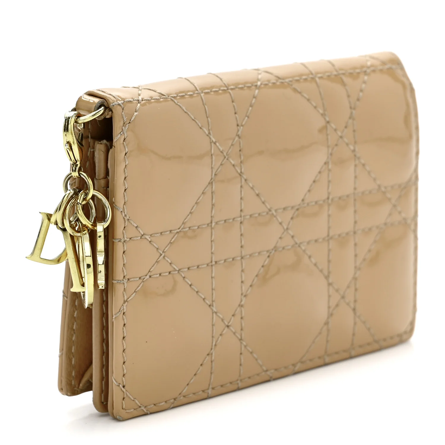 Patent Cannage Small Lady Dior Flap Card Holder Rose De Vents - Image 3