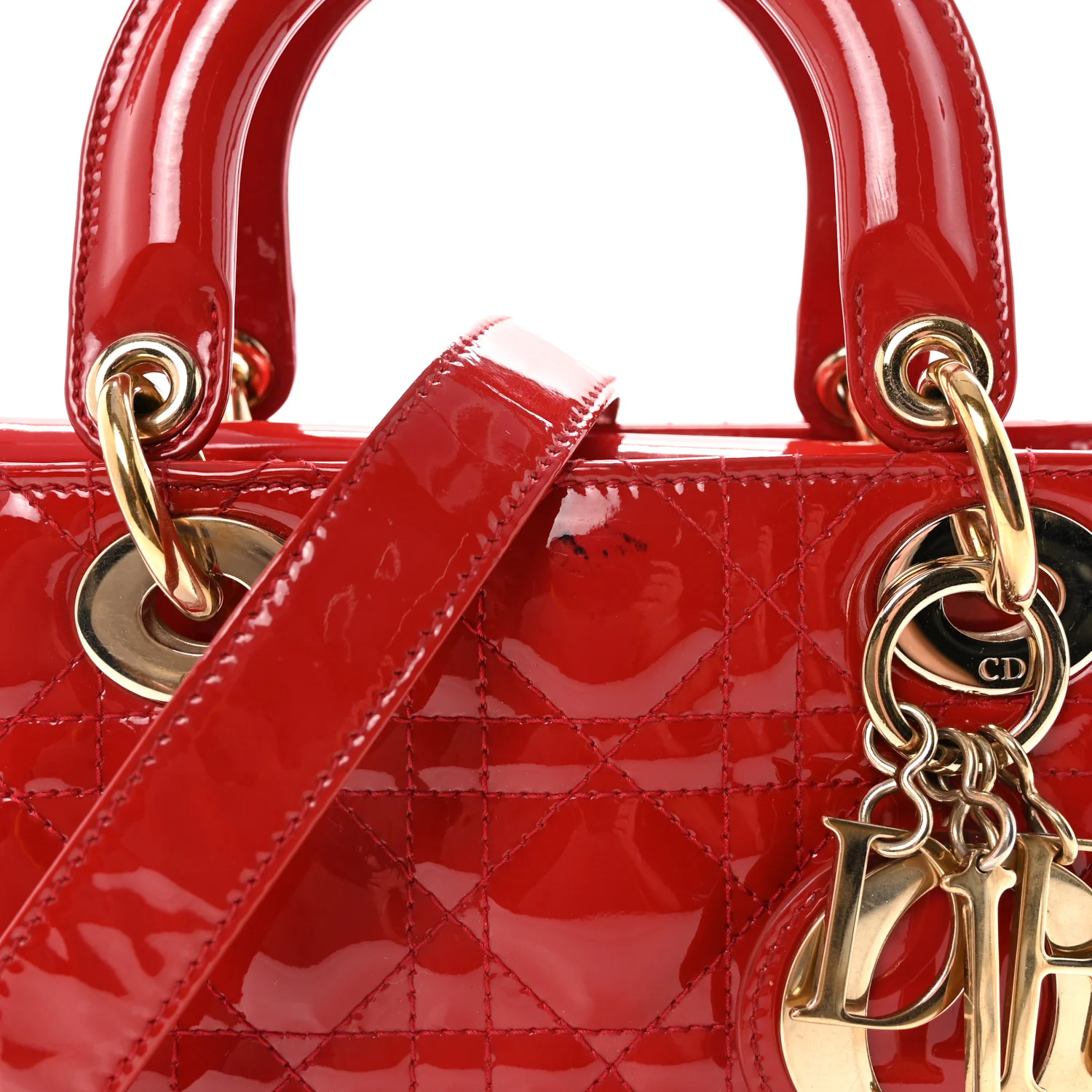 Patent Cannage Small Lady Dior Red - Image 8