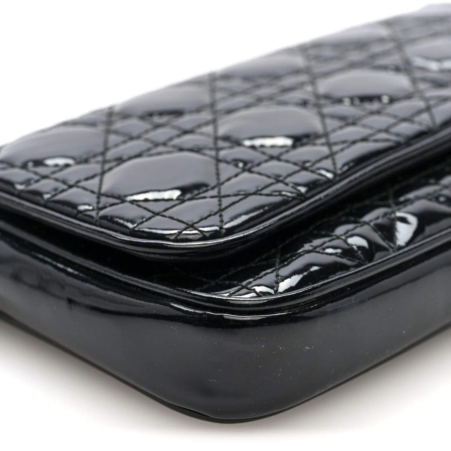 Patent Cannage Wallet on Chain Pouch Black - Image 8