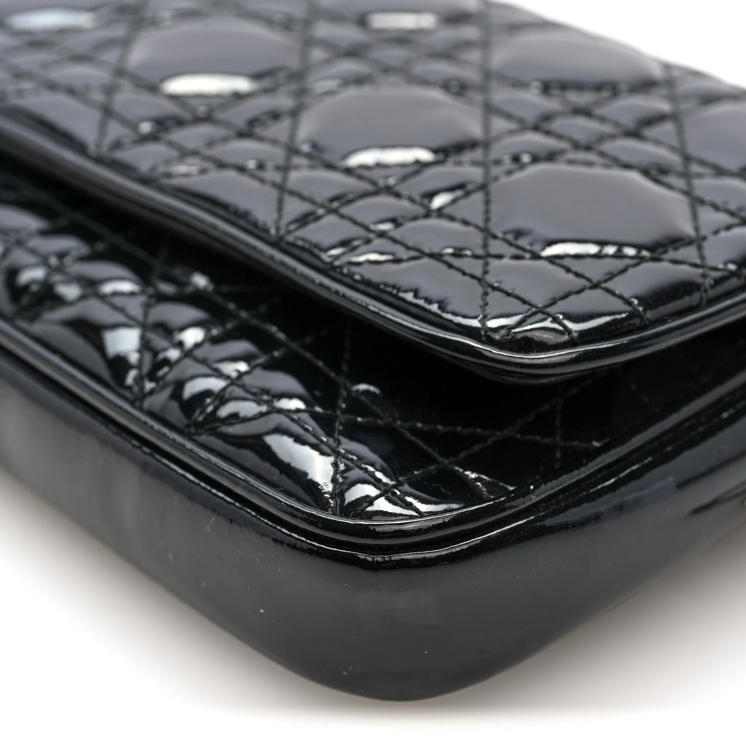 Patent Cannage Wallet on Chain Pouch Black - Image 9