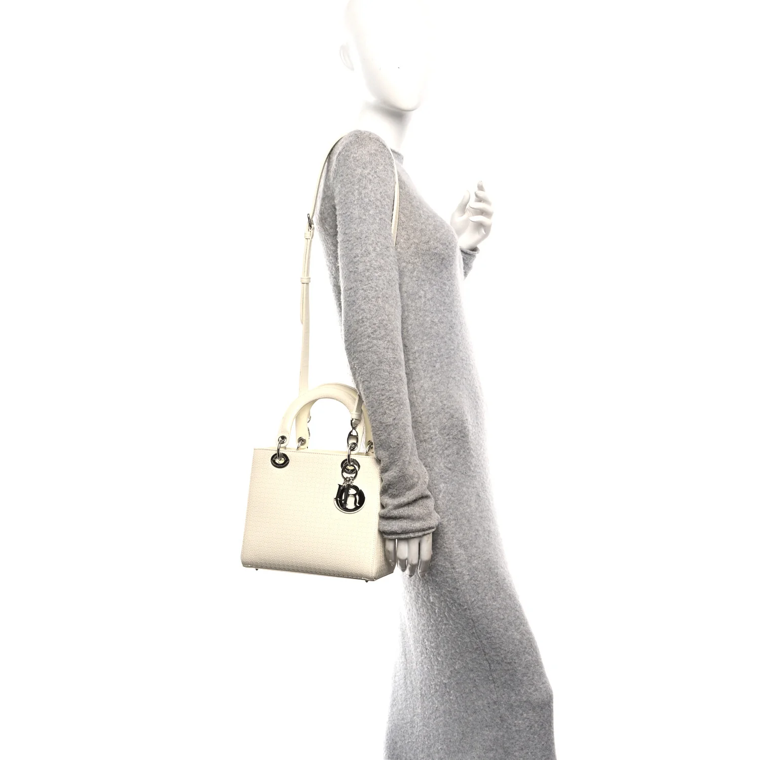 Patent Micro-Cannage Medium Lady Dior White - Image 2