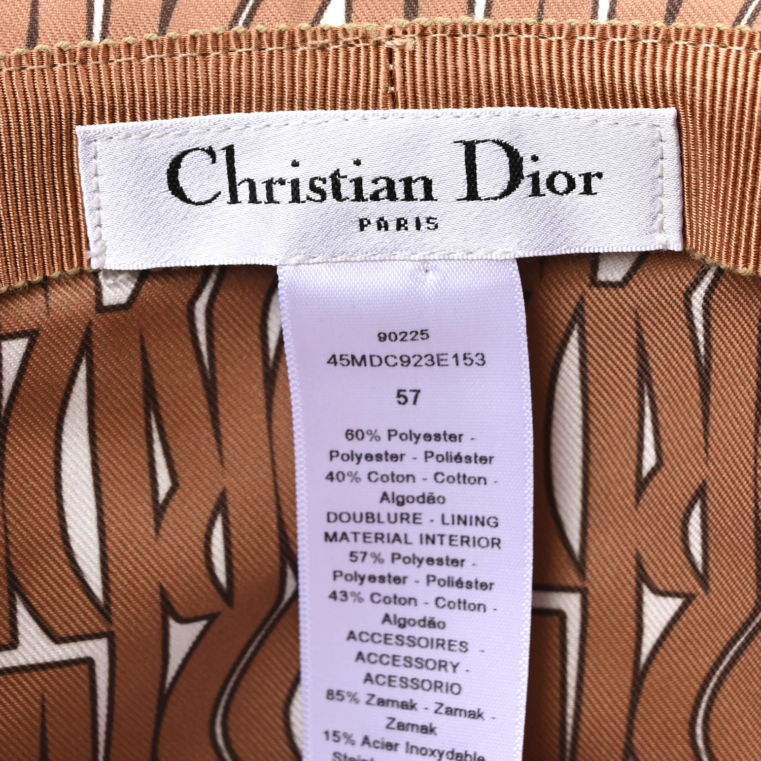 Polyester Cotton Miss Dior Bucket Hat 57 Beige - Image 8