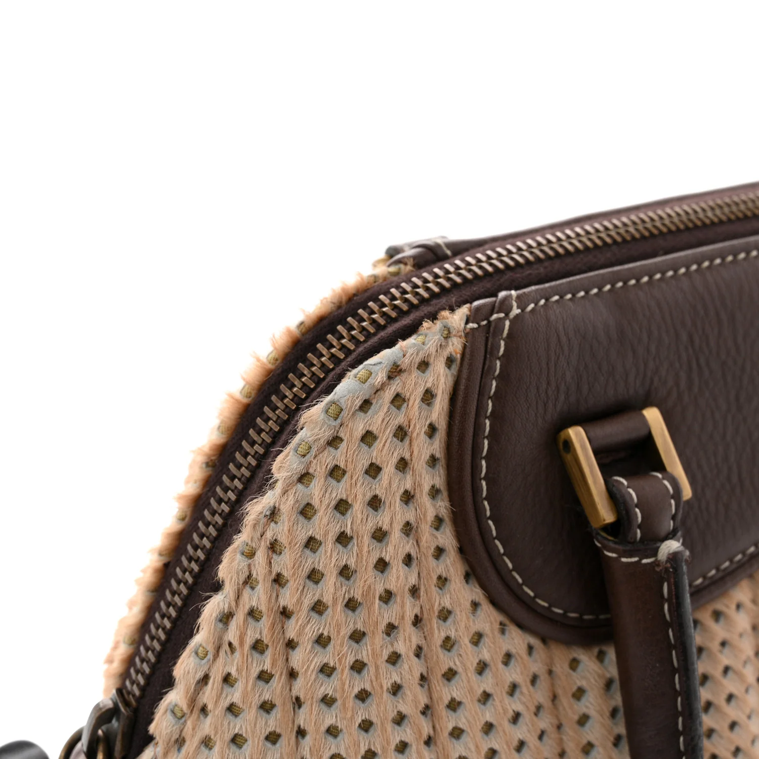 Pony Hair Calfskin Cadillac Tote Brown - Image 12