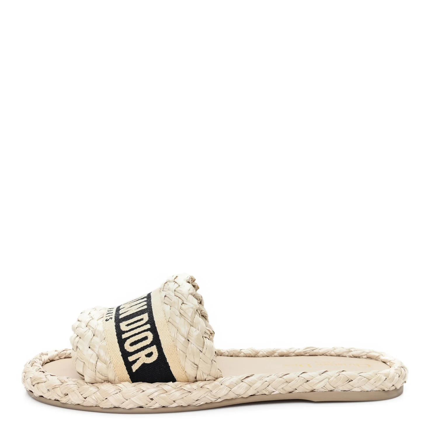 Raffia Embroidered Dway Mules Slide Sandals 38 Jute - Image 2