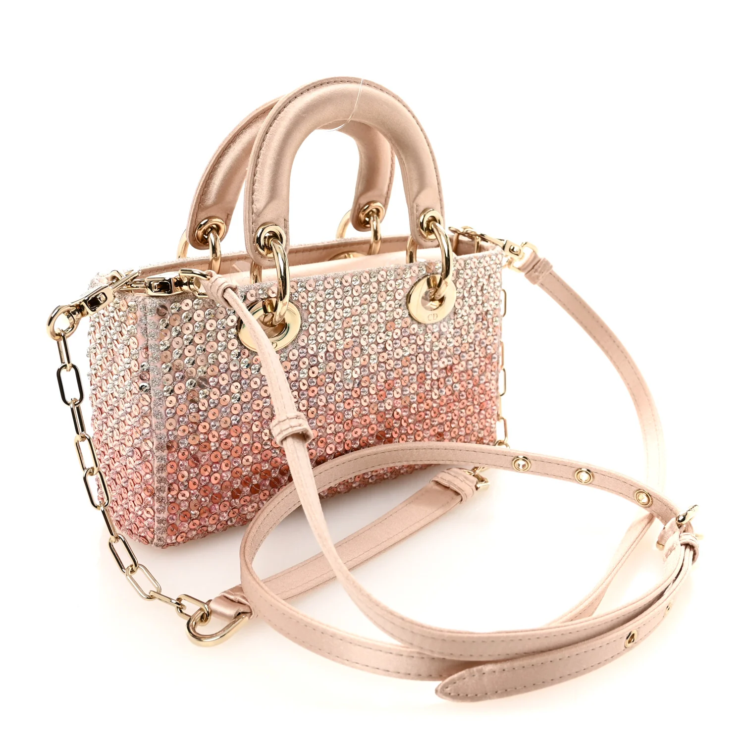Satin Crystal Sequins Embroidered Micro Lady D-Joy Pink - Image 3
