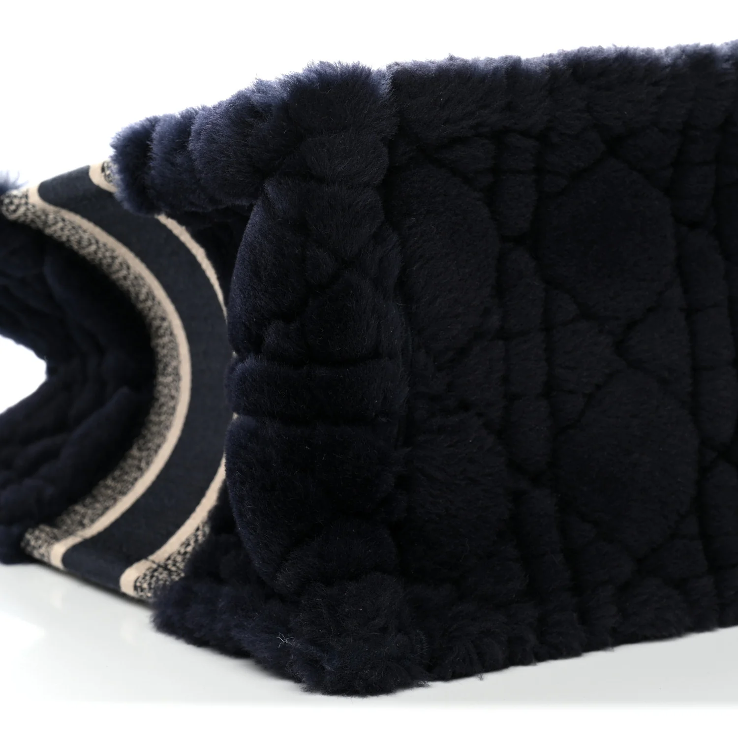 Shearling Cannage Medium Book Tote Deep Blue Natural - Image 9
