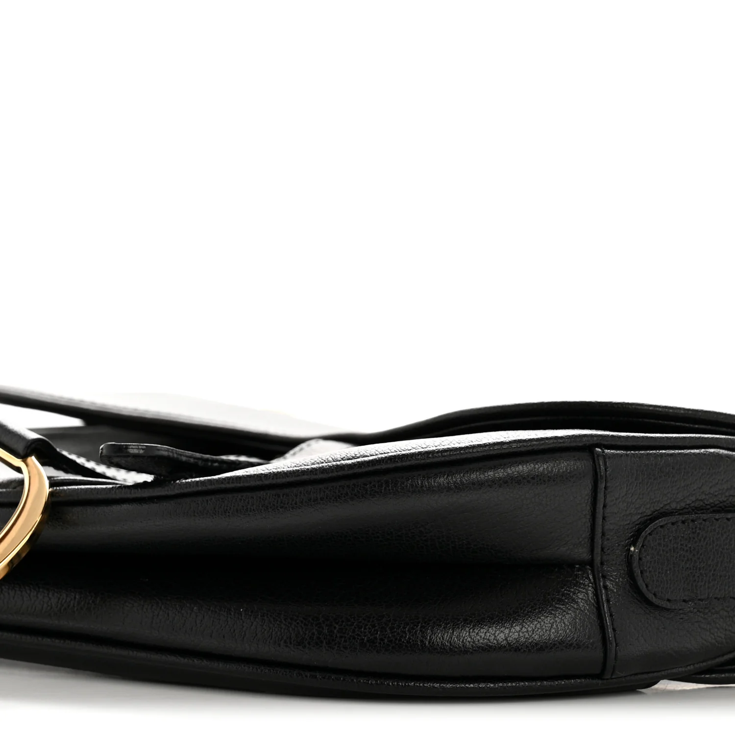 Shiny Goatskin Saddle Bag Black - Image 10