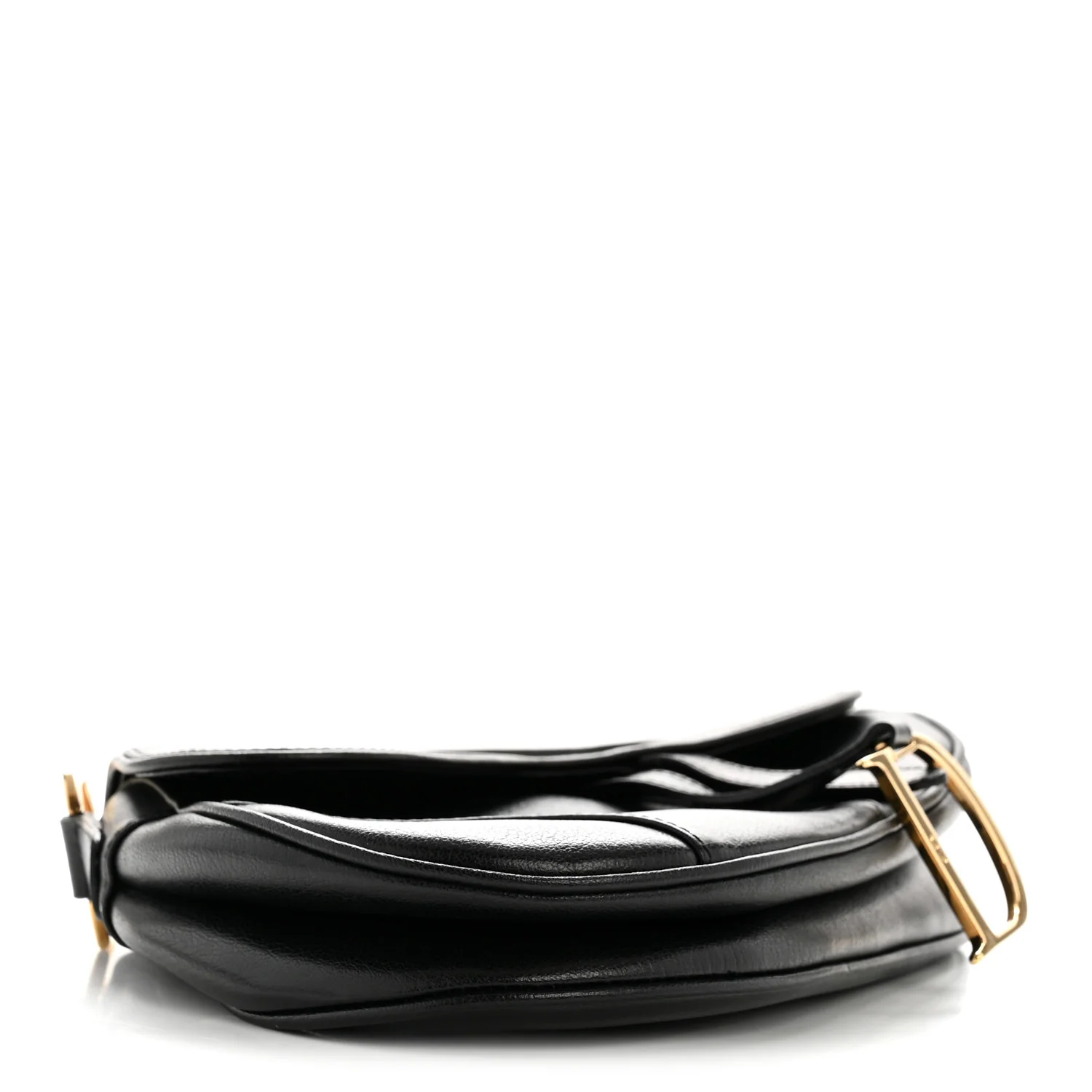 Shiny Goatskin Saddle Bag Black - Image 4