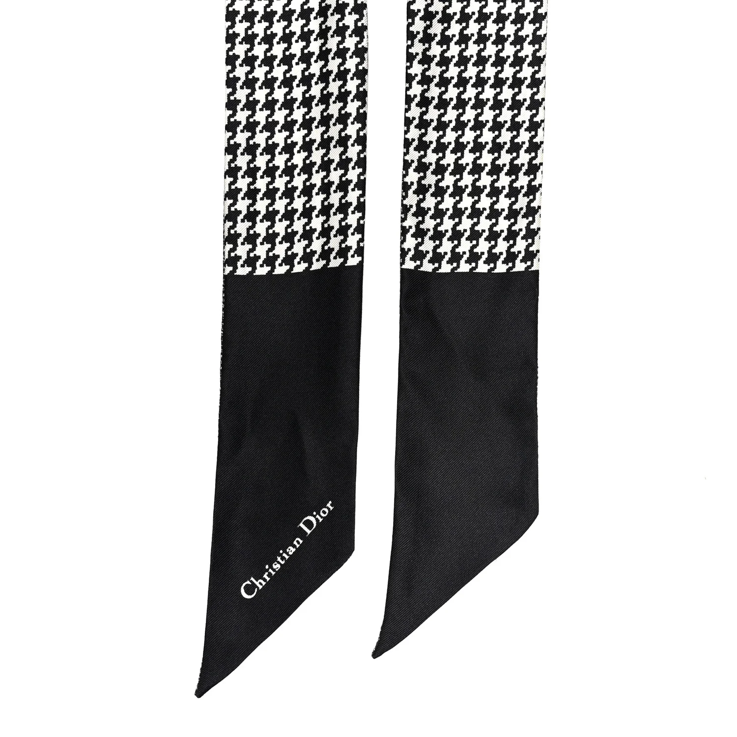 Silk Houndstooth Mitzah Scarf Black White - Image 2
