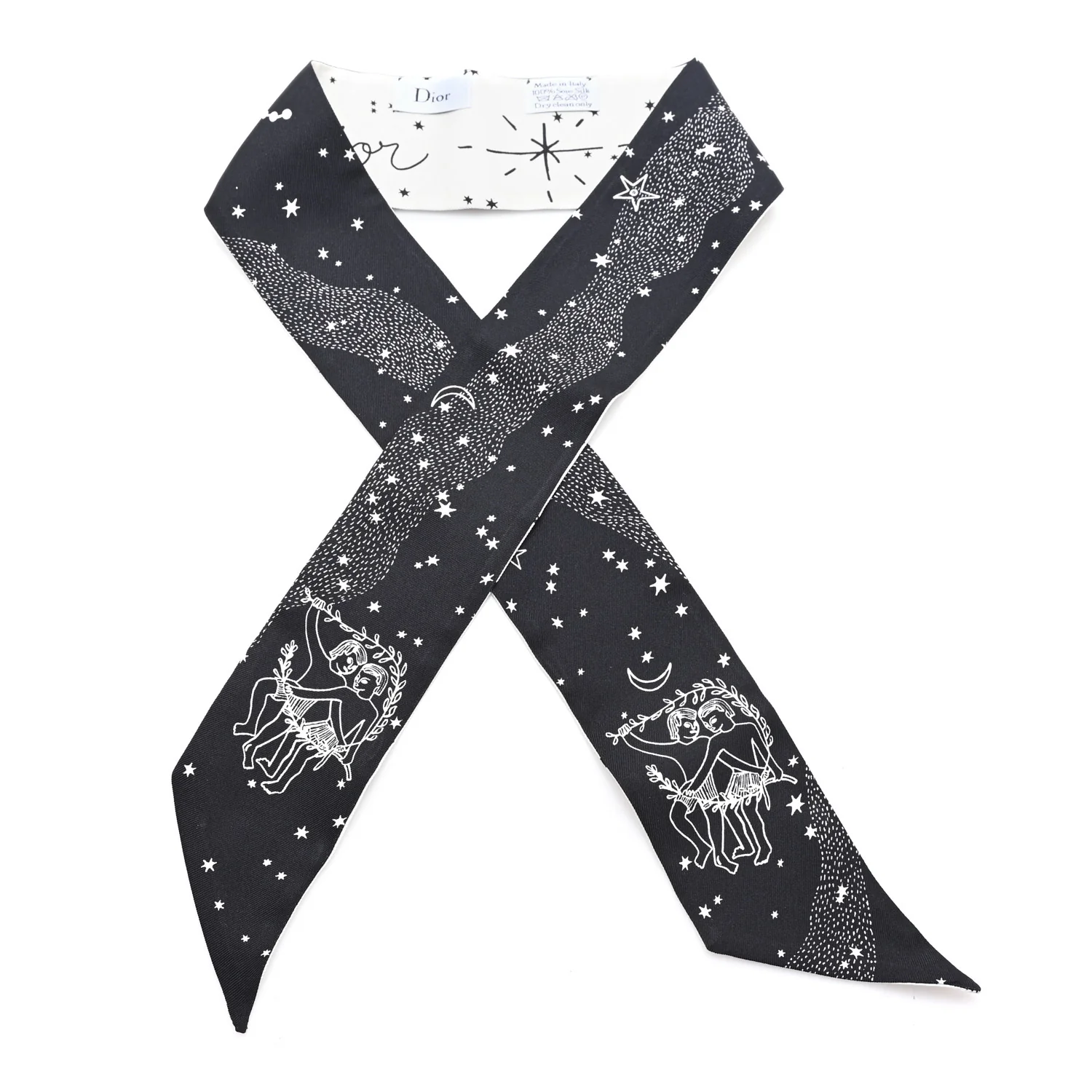 Silk Zodiac Gemini Mitzah Scarf Black