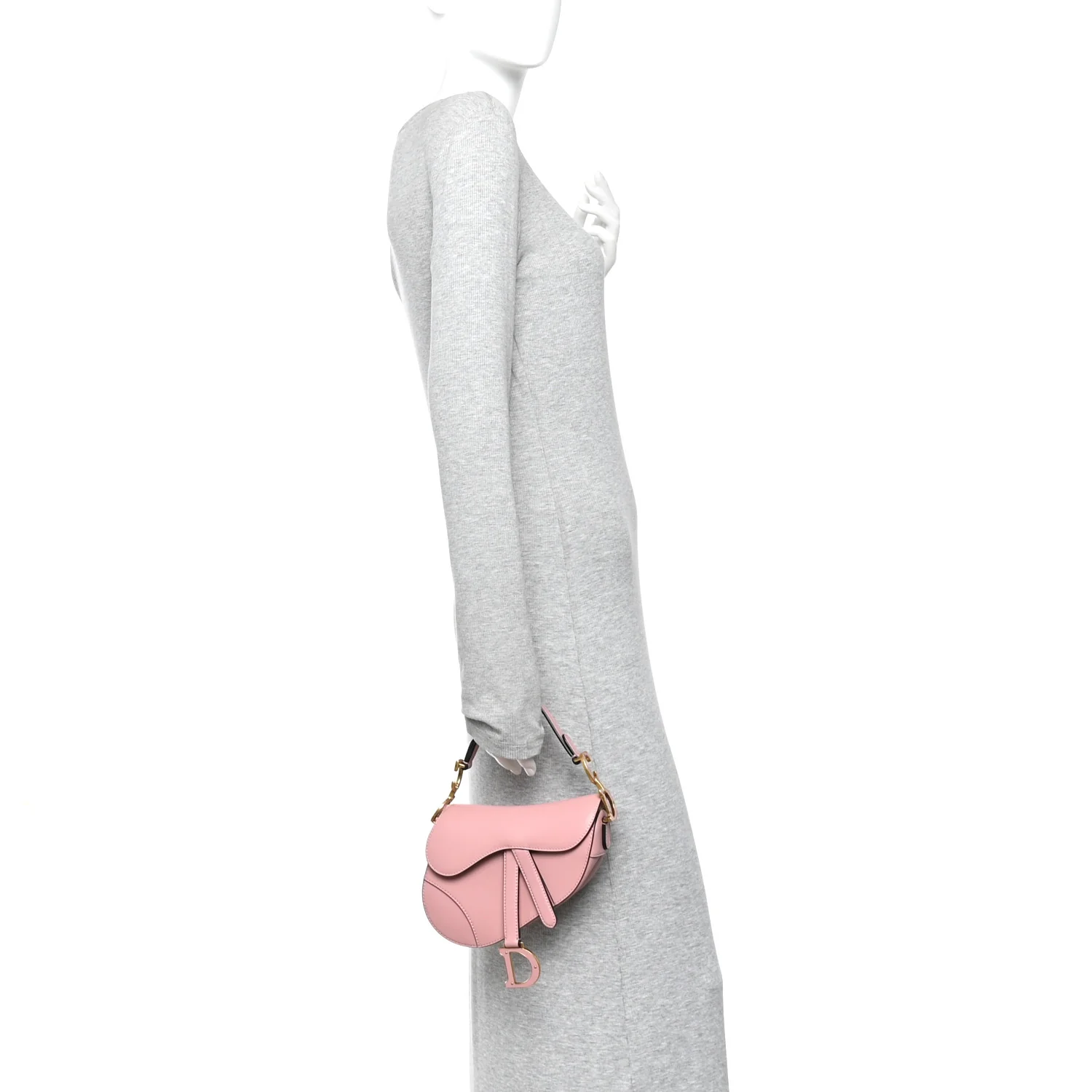 Smooth Calfskin Mini Saddle Bag Antique Pink - Image 2