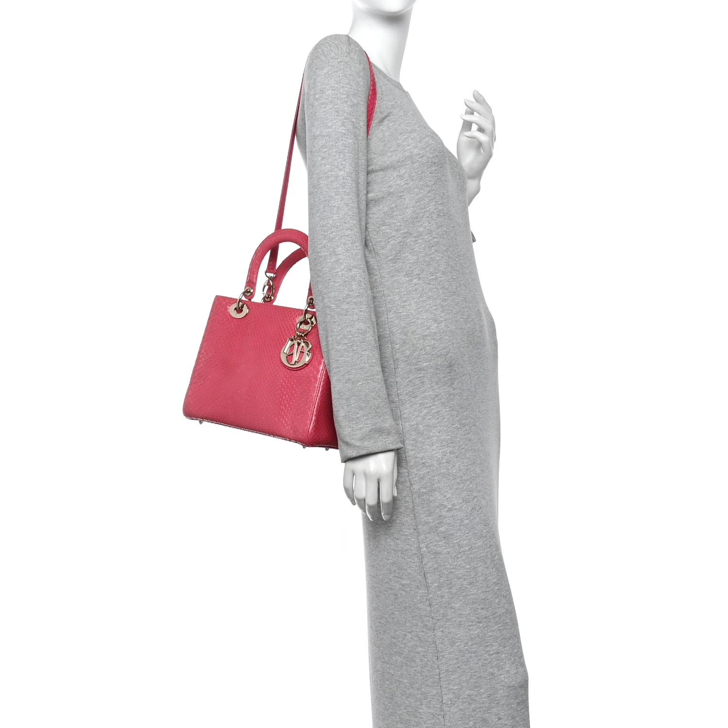 Snakeskin Medium Lady Dior Pink - Image 2