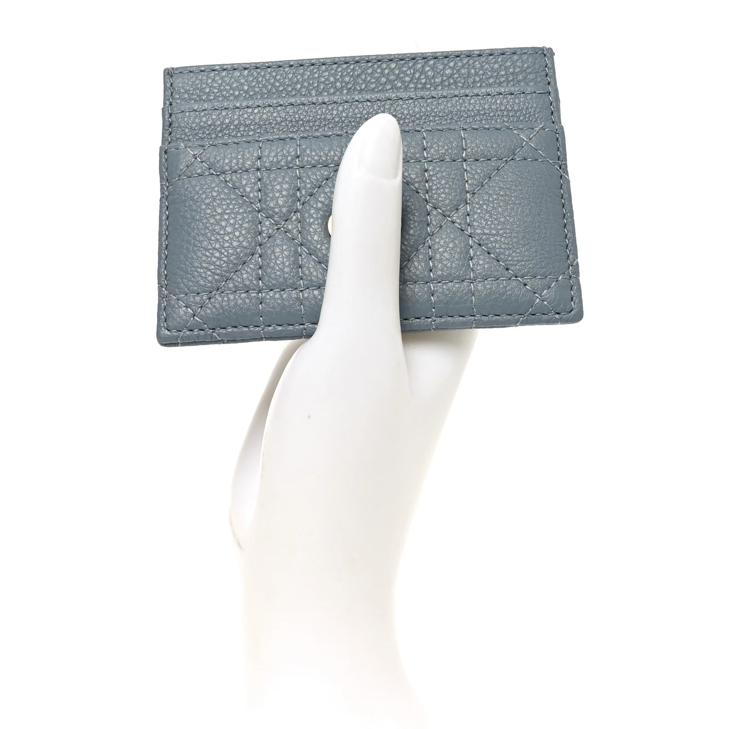 Supple Calfskin Cannage Caro Five-Slot Card Holder Cloud Blue - Image 2