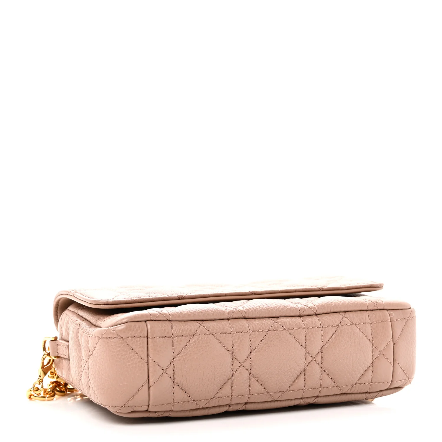 Supple Calfskin Cannage Caro Pouch with Chain Rose Des Vents - Image 4