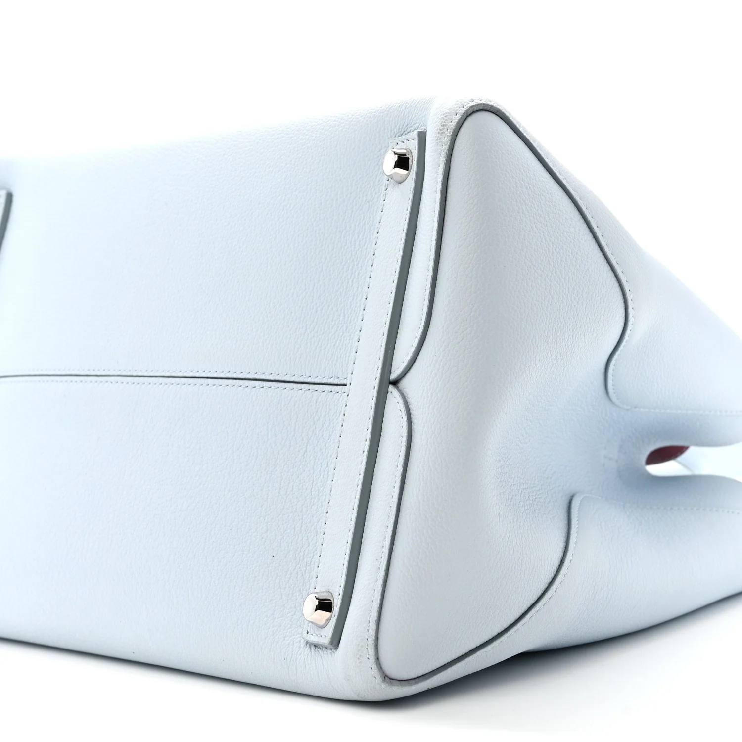 Supple Grained Calfskin Large Open Bar Tote Light Blue - Image 10