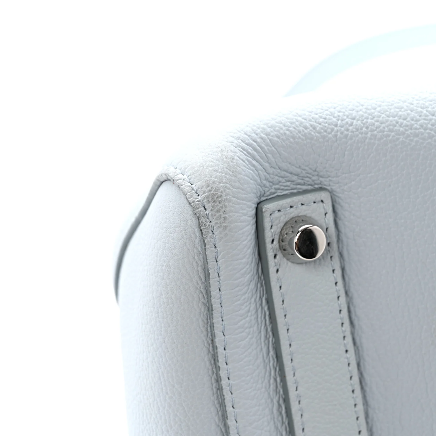 Supple Grained Calfskin Large Open Bar Tote Light Blue - Image 12