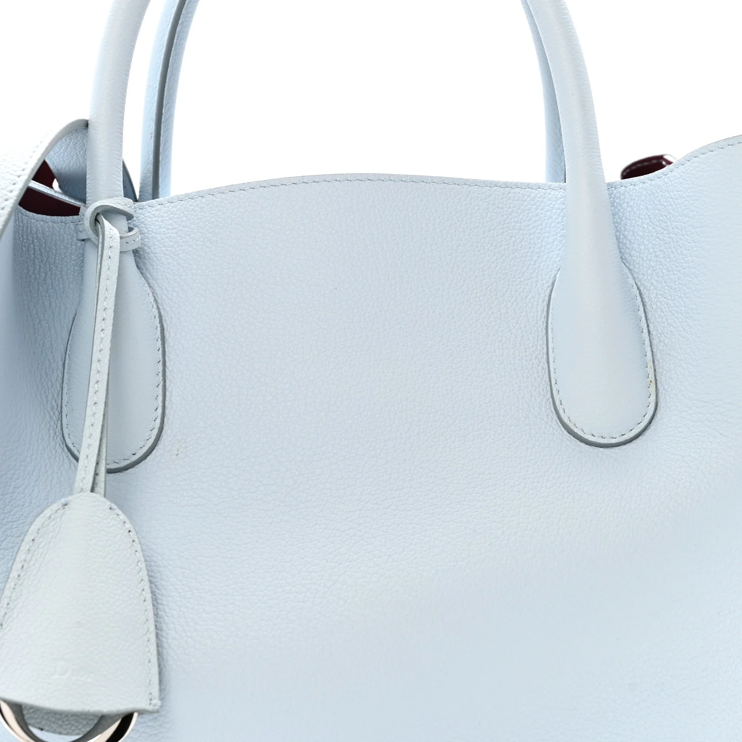 Supple Grained Calfskin Large Open Bar Tote Light Blue - Image 8