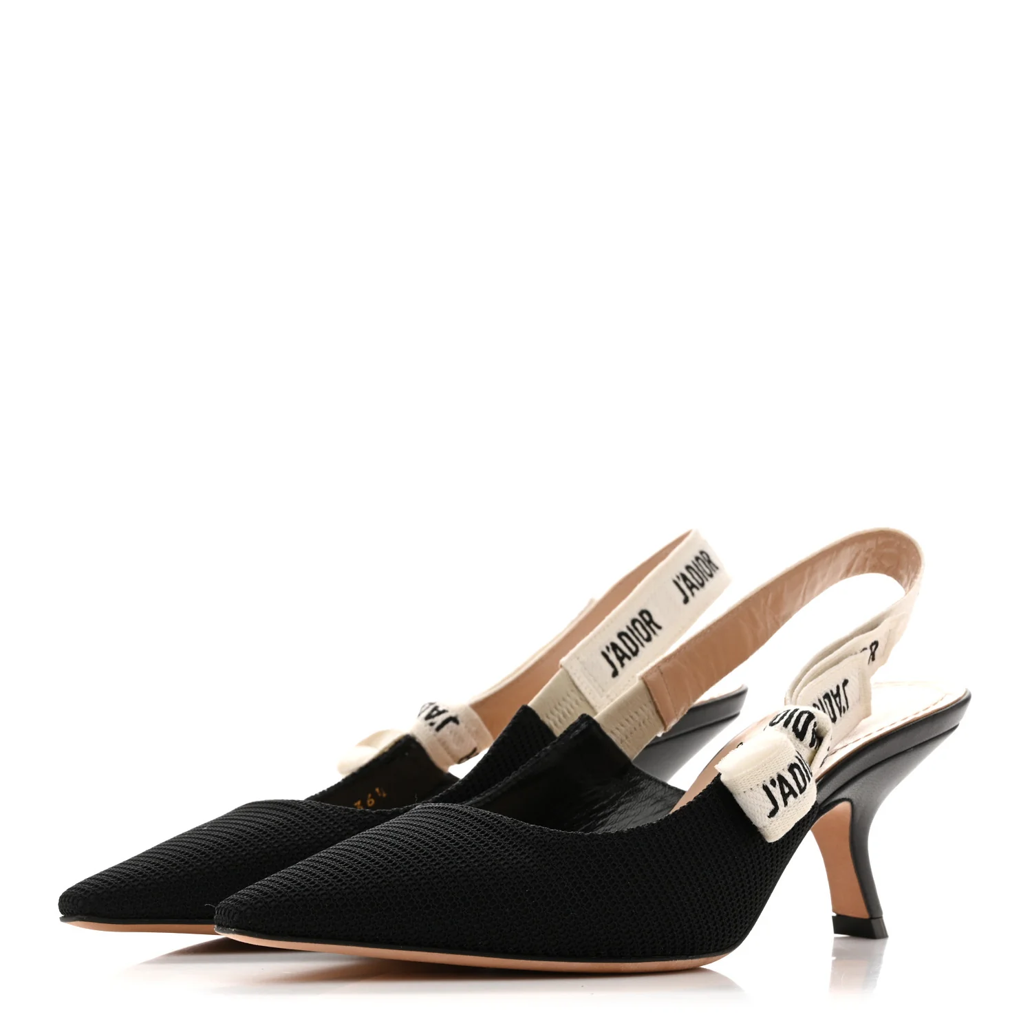 Technical Canvas Ribbon J Adior Slingback 65mm Pumps 36.5 Black - Image 4