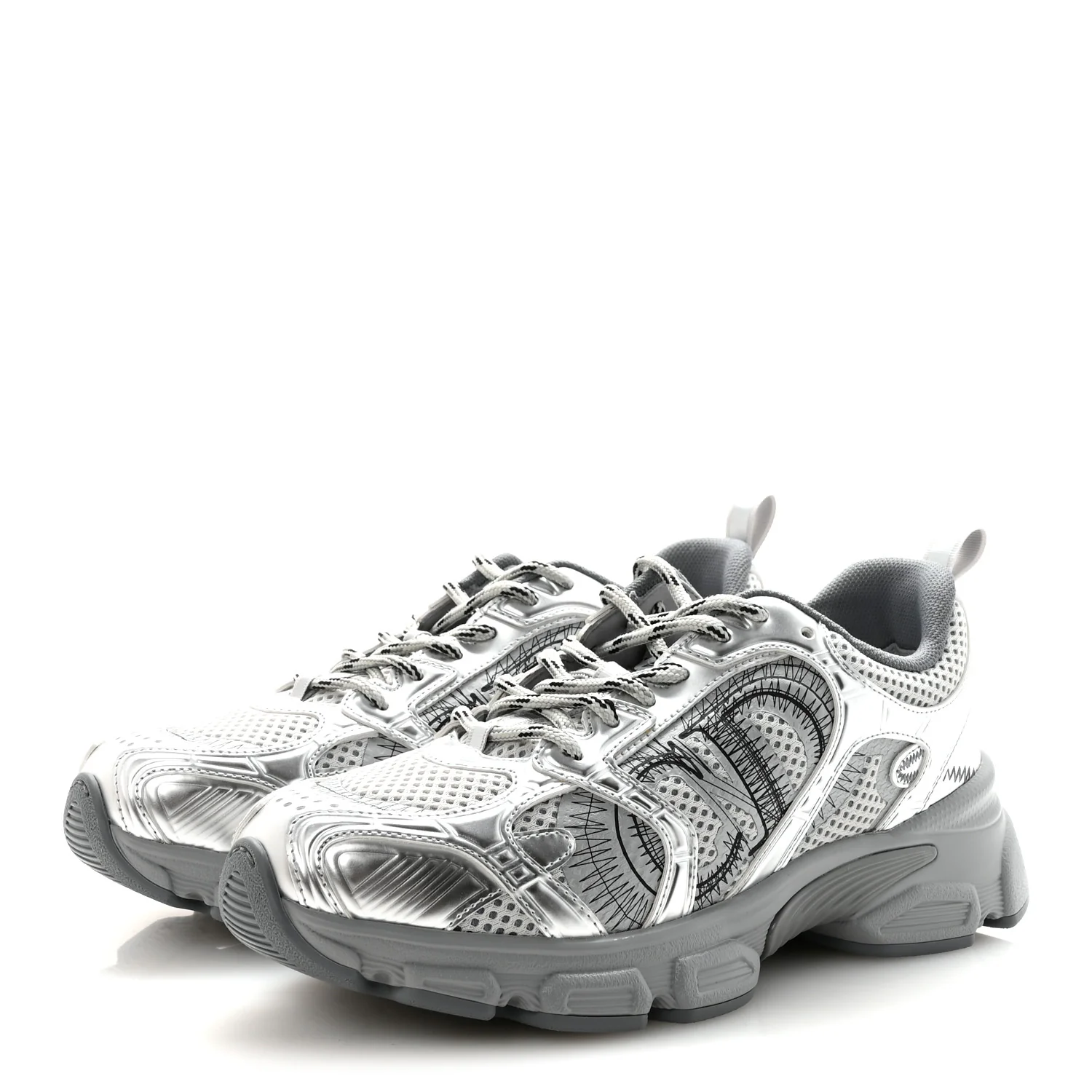 Technical Mesh Dior Chrono Sneakers 38 Silver - Image 4