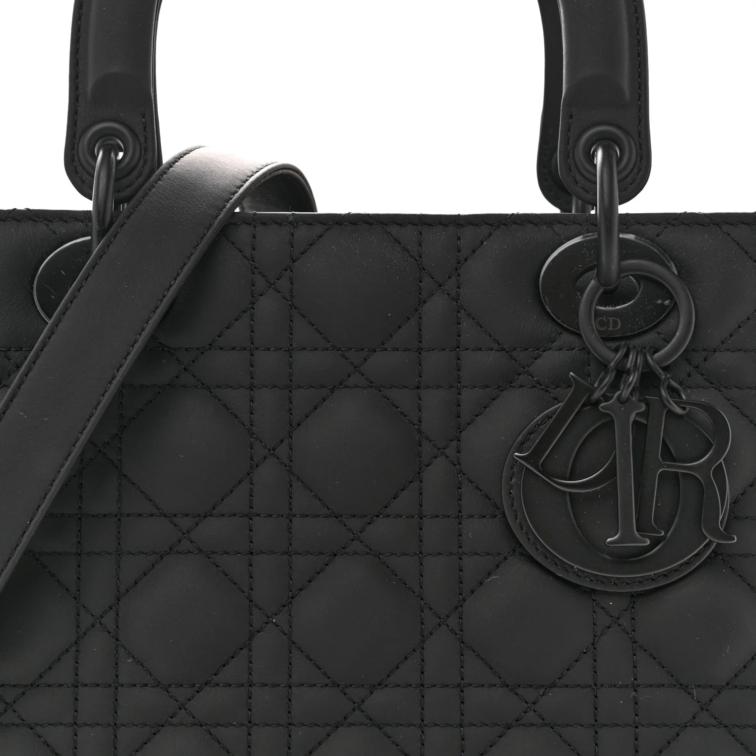 Ultra Matte Calfskin Cannage Medium Lady Dior Black - Image 8