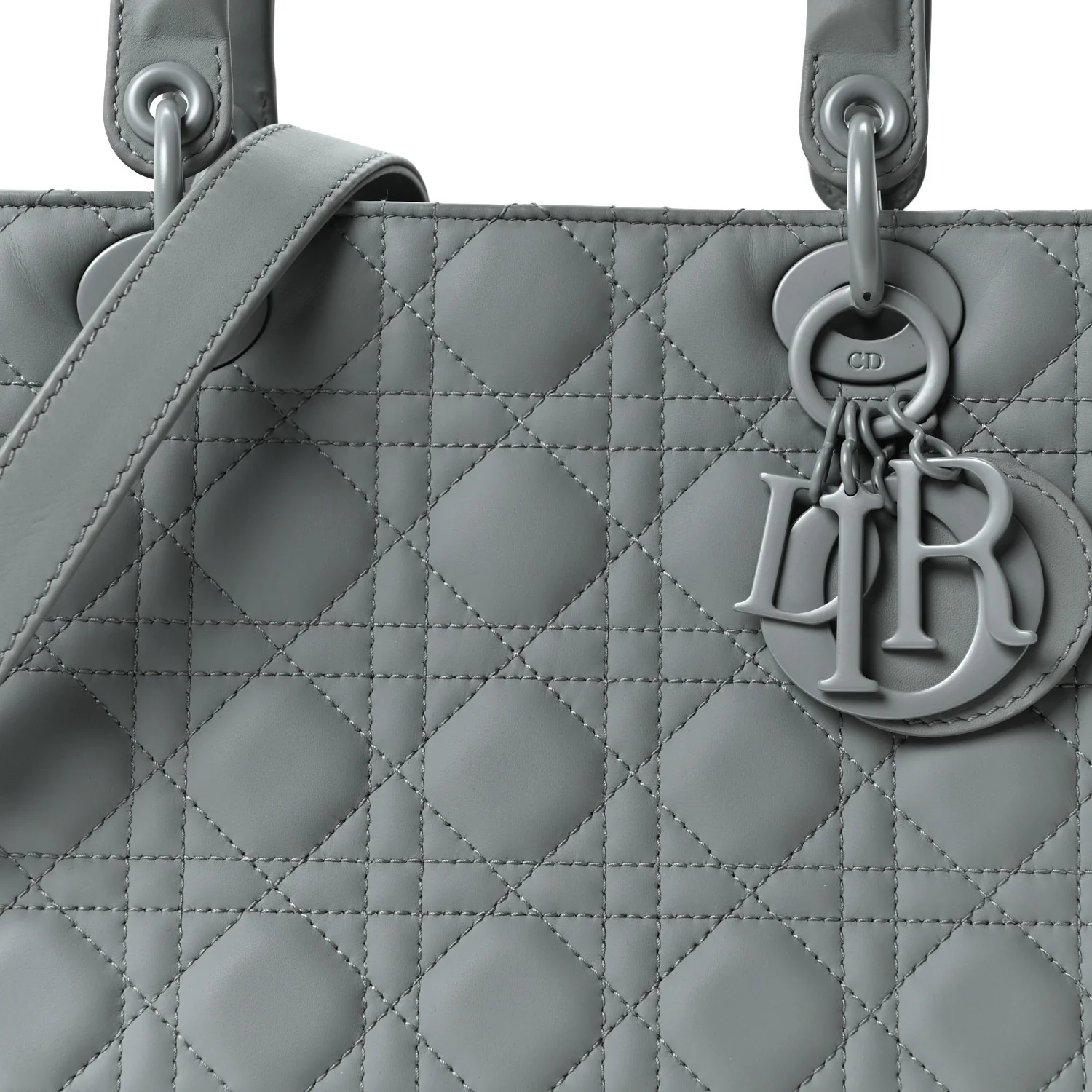 Ultra Matte Calfskin Cannage Medium Lady Dior Grey Stone - Image 8