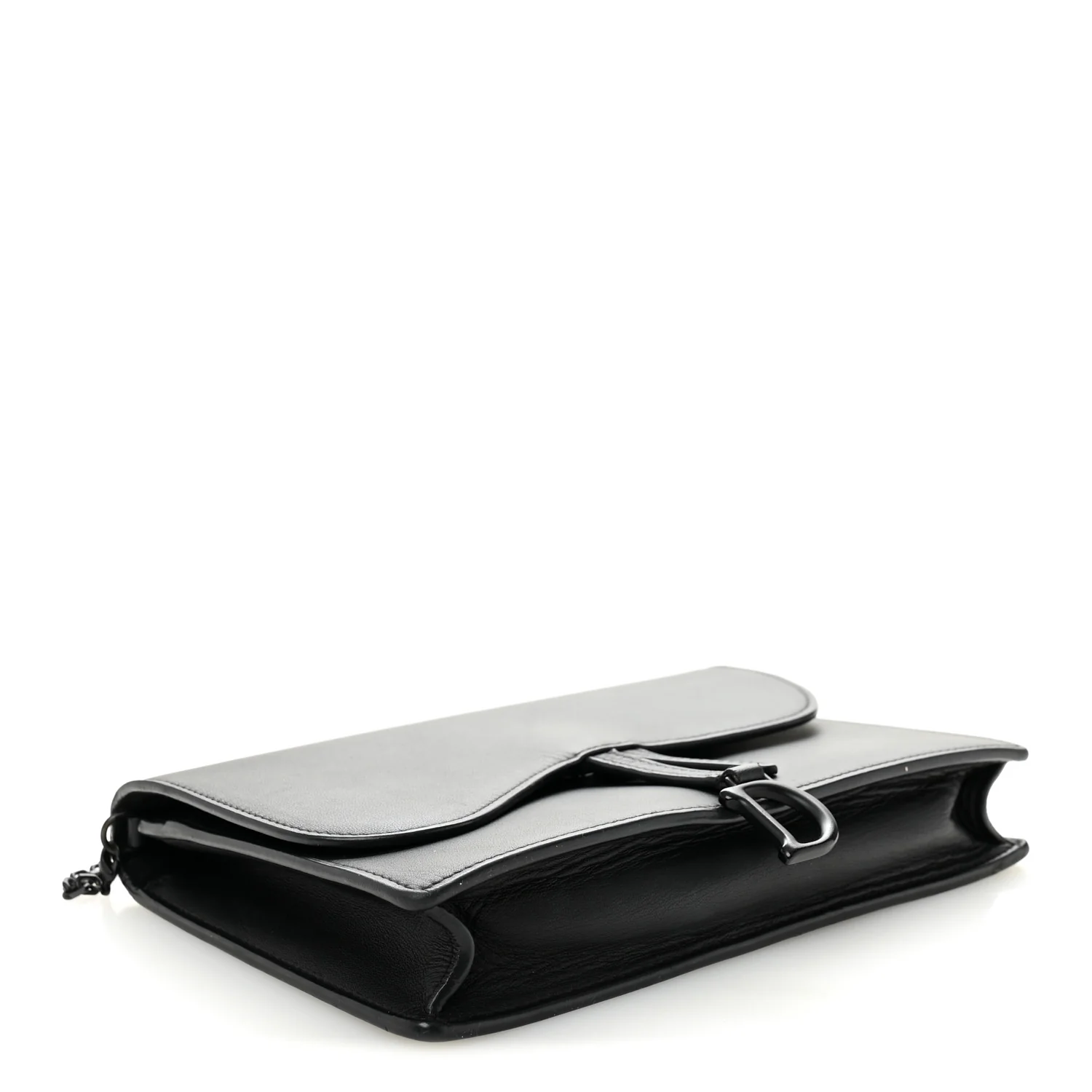 Ultra Matte Calfskin Saddle Chain Pouch Black - Image 4