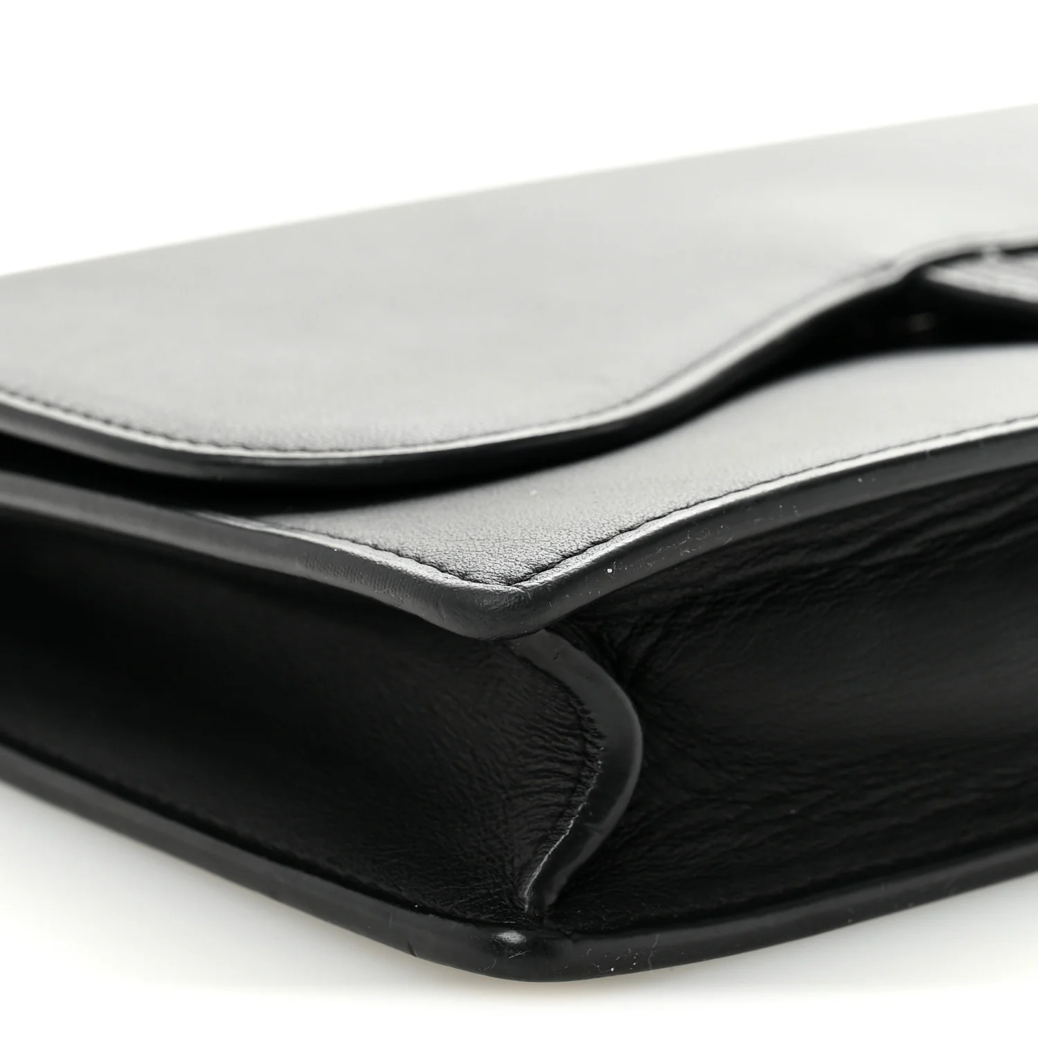 Ultra Matte Calfskin Saddle Chain Pouch Black - Image 9