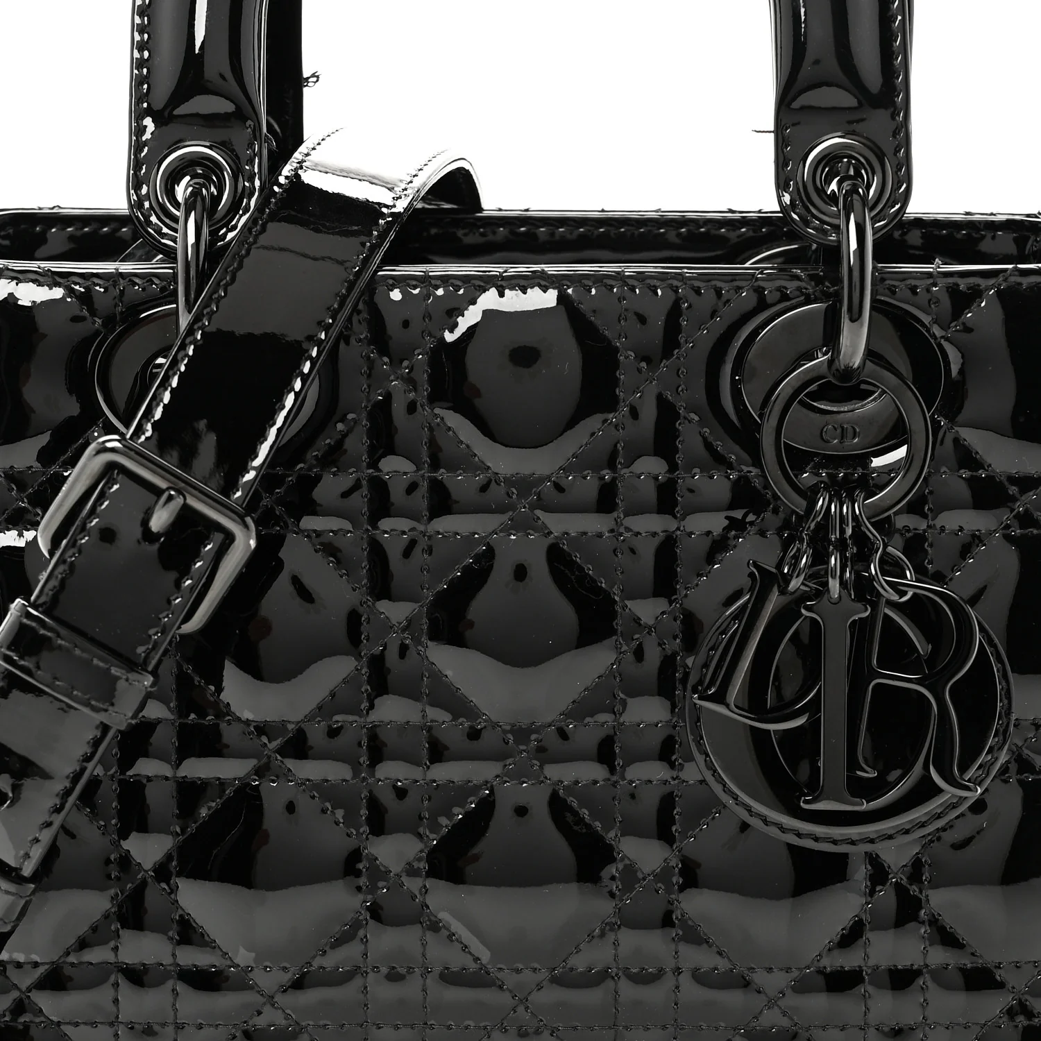 Ultraglossy Patent Cannage Small Lady Dior Black - Image 7