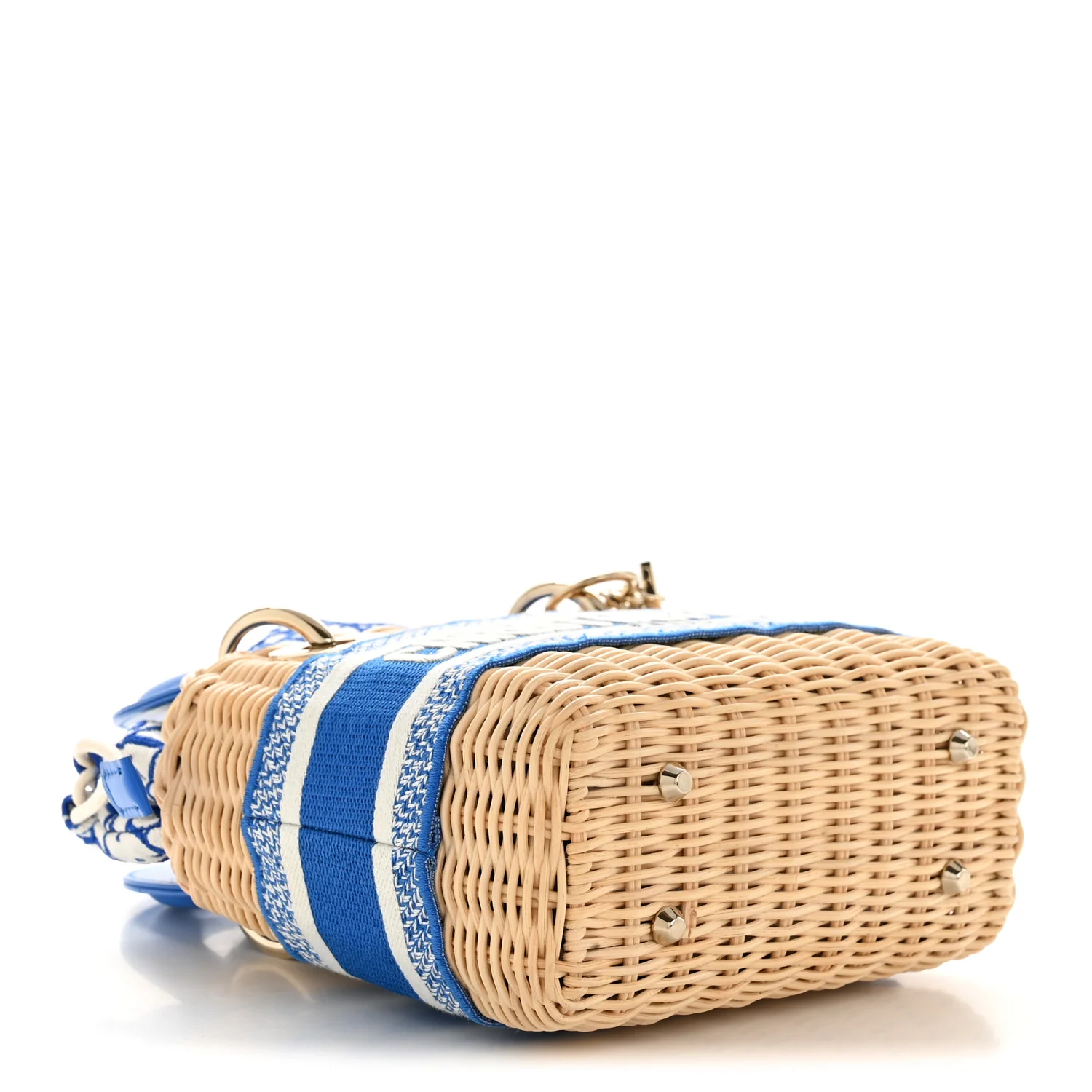 Wicker Oblique Mini Lady Dior Bag Florescent Blue - Image 4