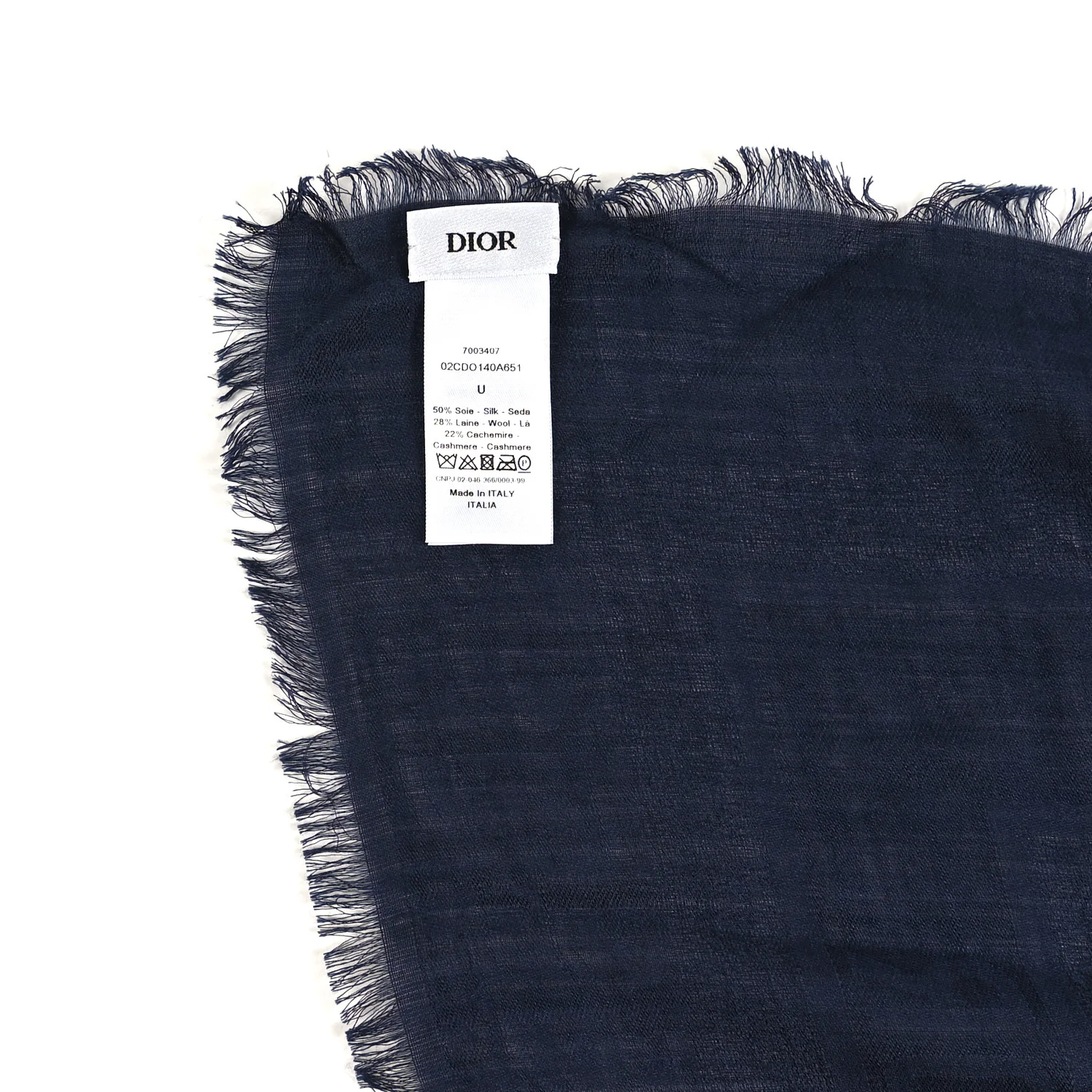 Wool Silk Oblique Shawl Blue - Image 3