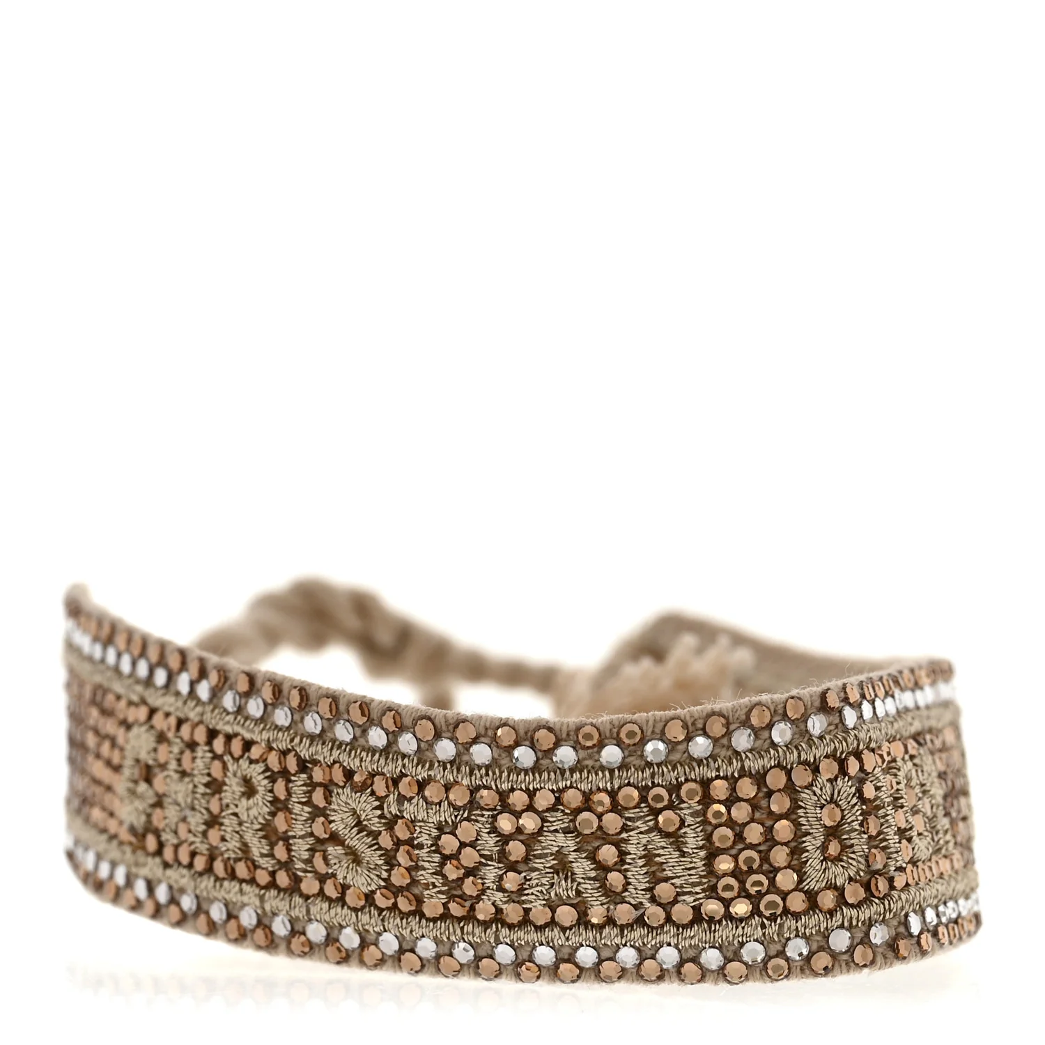Woven Cotton Crystal Embroidered J'Adior Friendship Bracelet Gold