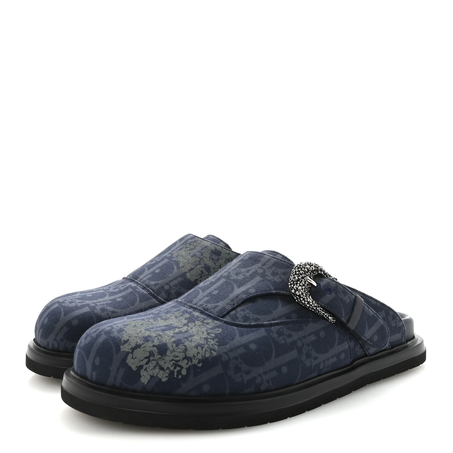 X DENIM TEARS Denim Calfskin Oblique Mens Mules 42 Blue - Image 4
