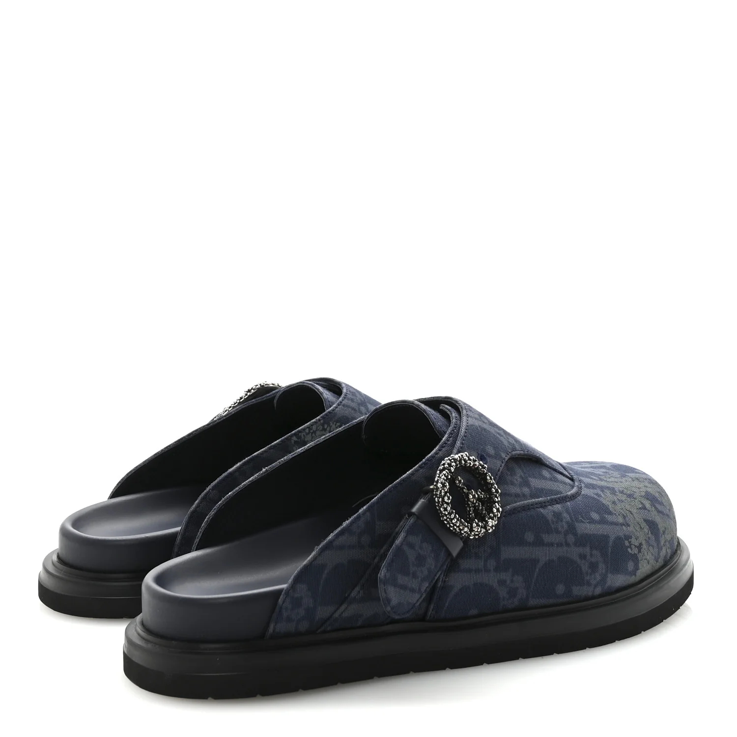 X DENIM TEARS Denim Calfskin Oblique Mens Mules 42 Blue - Image 5
